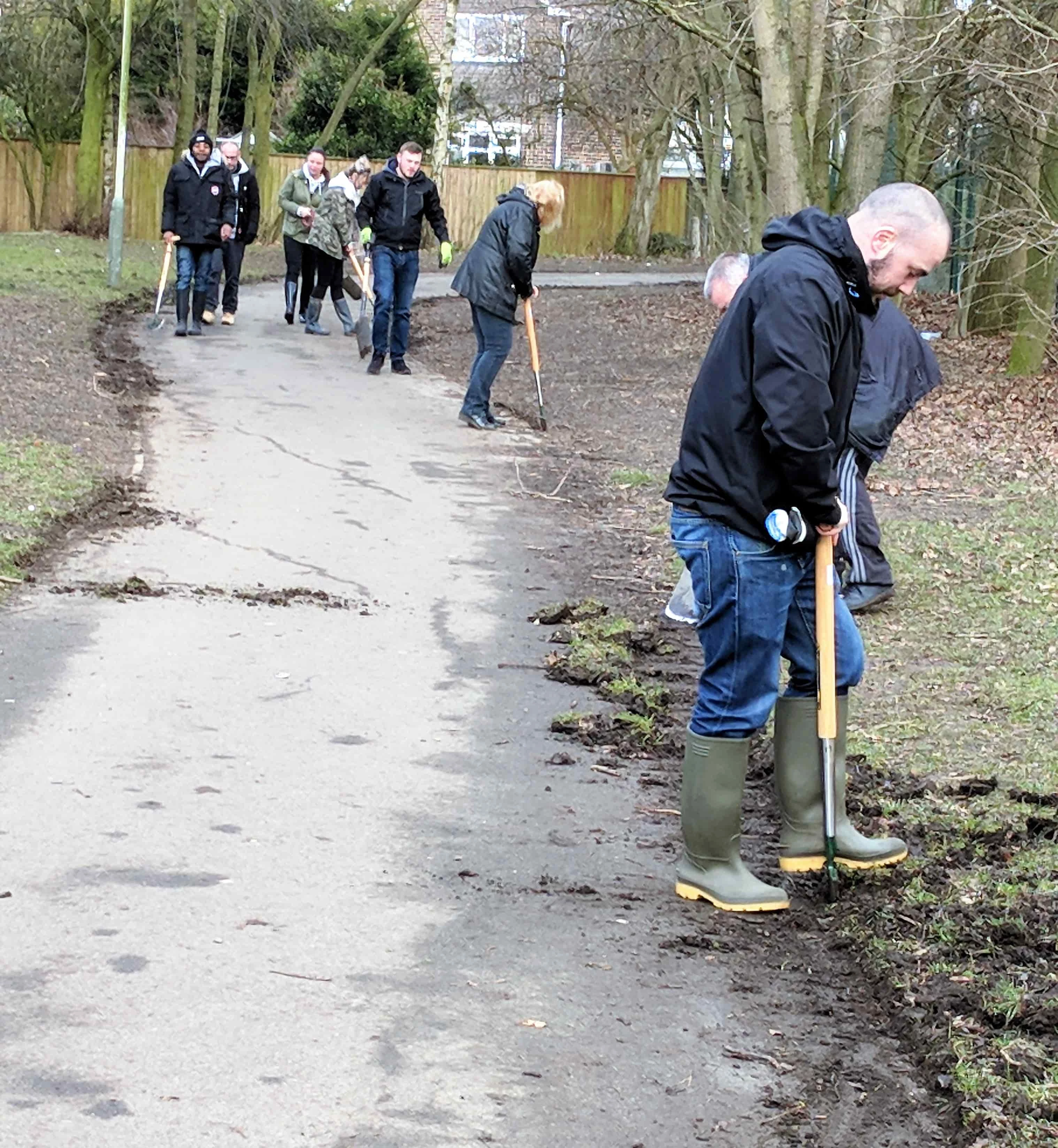 Darlington Cares’ volunteers helping tidy up the town