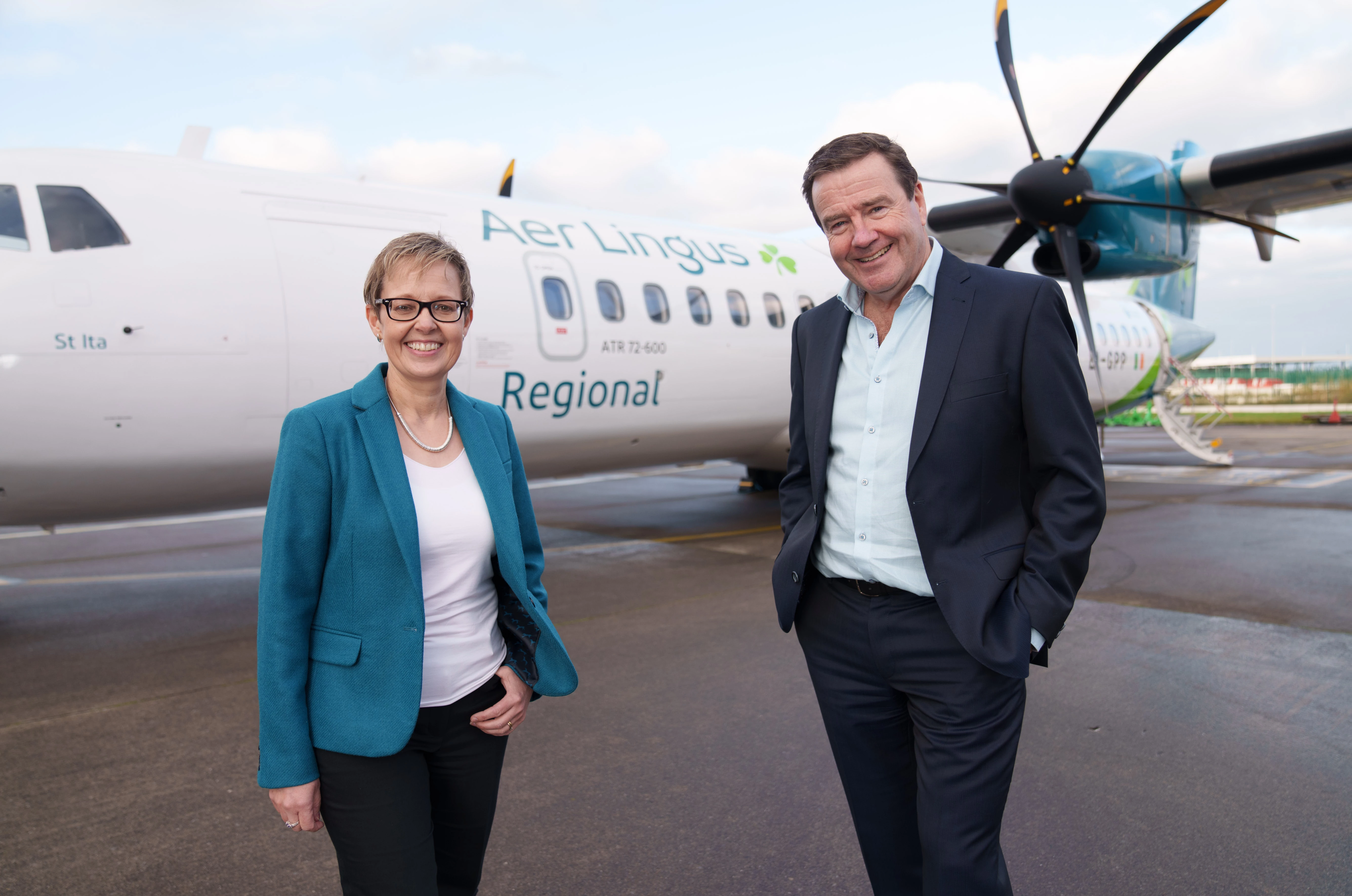 Aer Lingus CEO Lynne Embleton with Emerald Airlines CEO Conor McCarthy