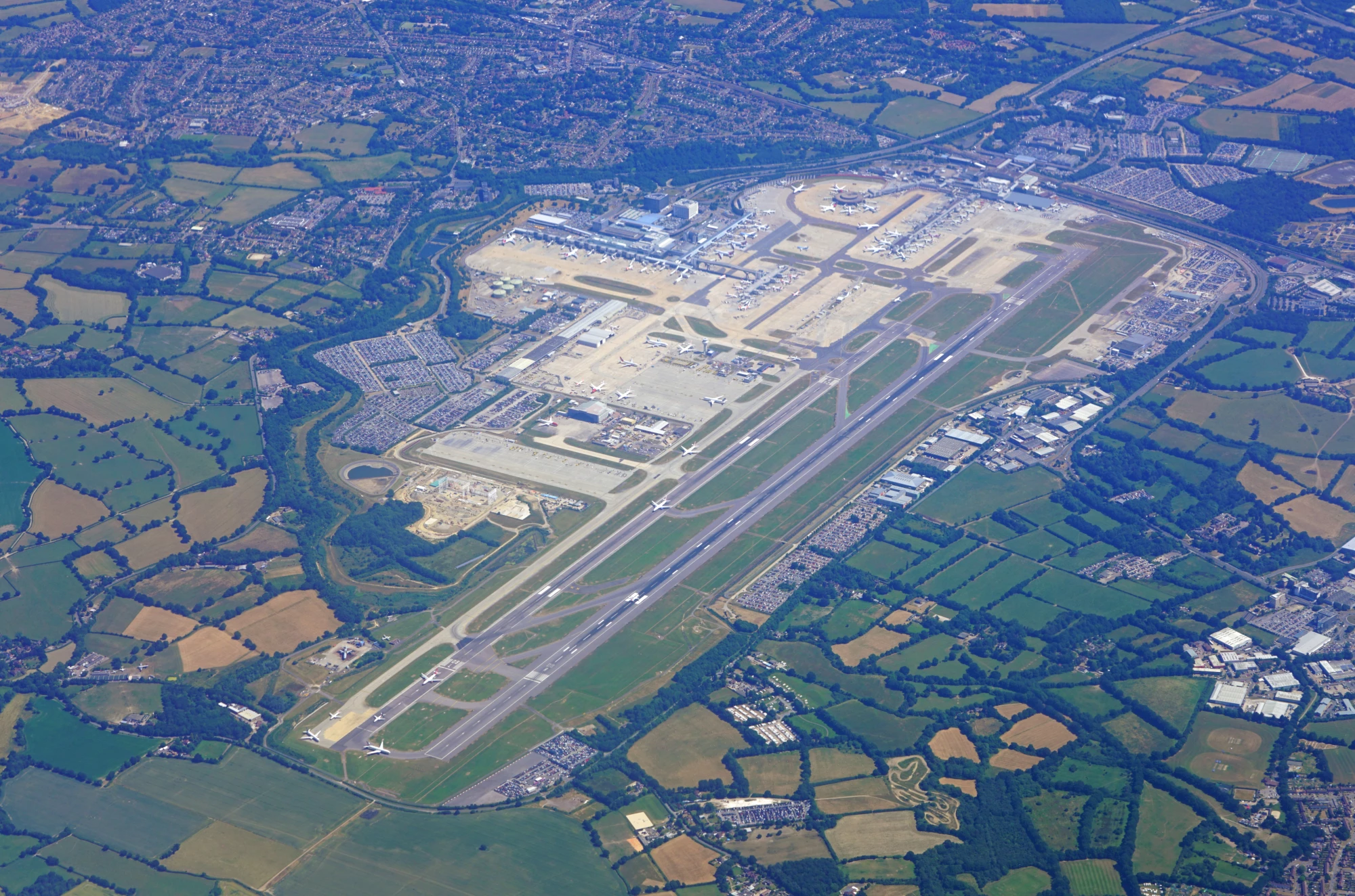 An aerial view of Gatwick Airport