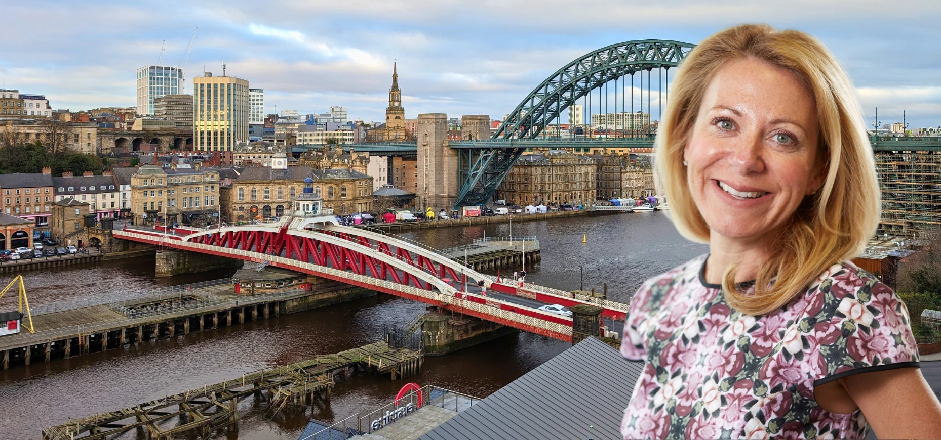 Ros Bever, Director of Legal Services, Family Law at Irwin Mitchell, pictured against the Newcastle skyline.