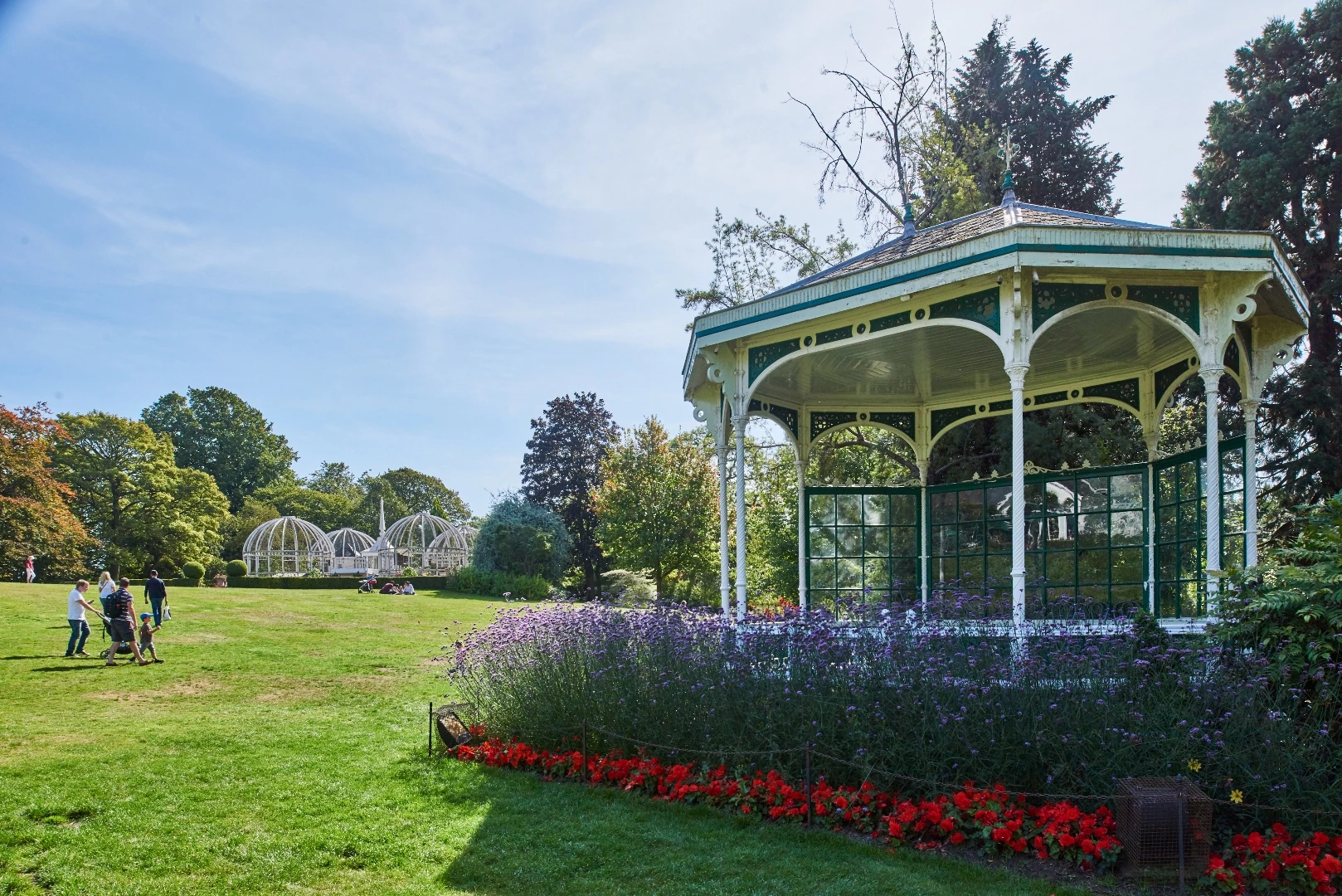 Birmingham Botanical Gardens' bandstand and main lawn
