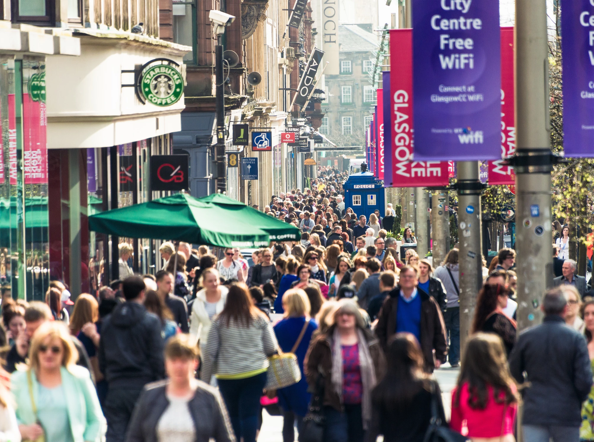 Busy shopping street