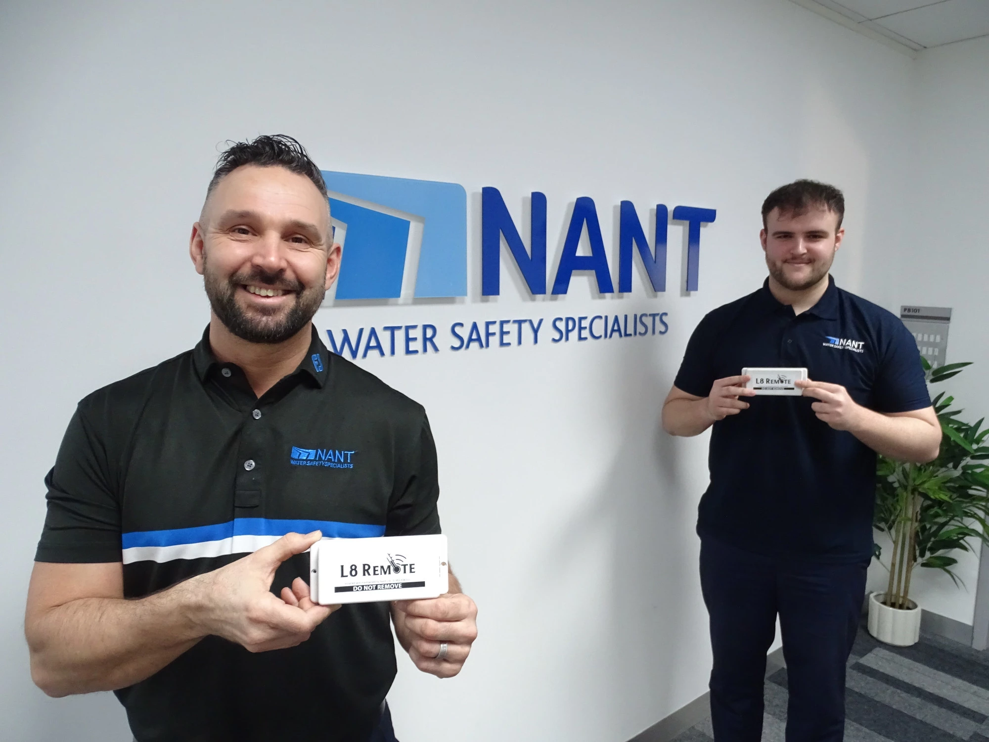 Left Richard Deakin, Technical Director, shows off Nant's remote monitoring devices with Will Elsmore