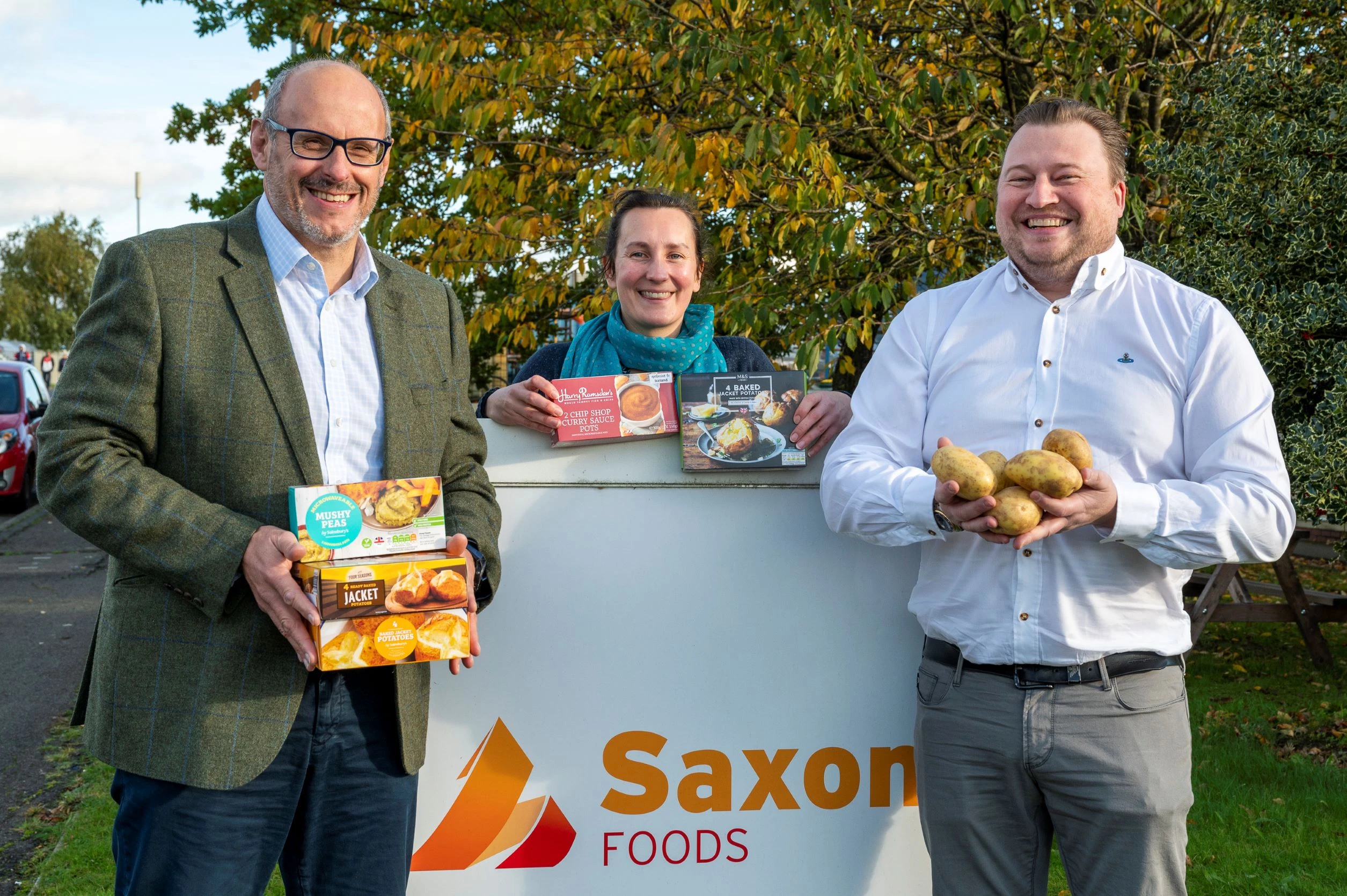(L -R): Andrew Hayes, managing director of Abbeydale Food Group; Vicky Wake, general manager of Saxon Foods; and Steven Humphrey, managing director of Tuber Group.