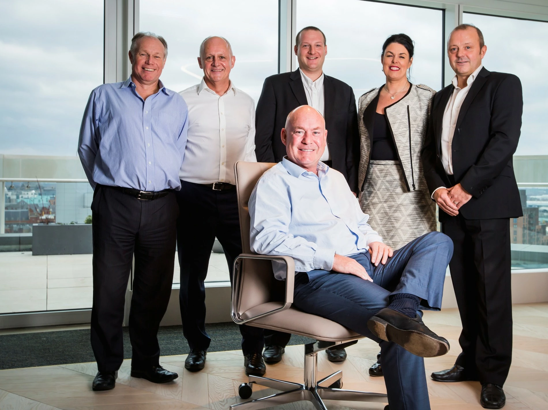 David Hodkin, Guy Jackson both Knaresborough Investments, Adam Gould, Fiona Conor, Scott Conor. Front Steve Parkin.