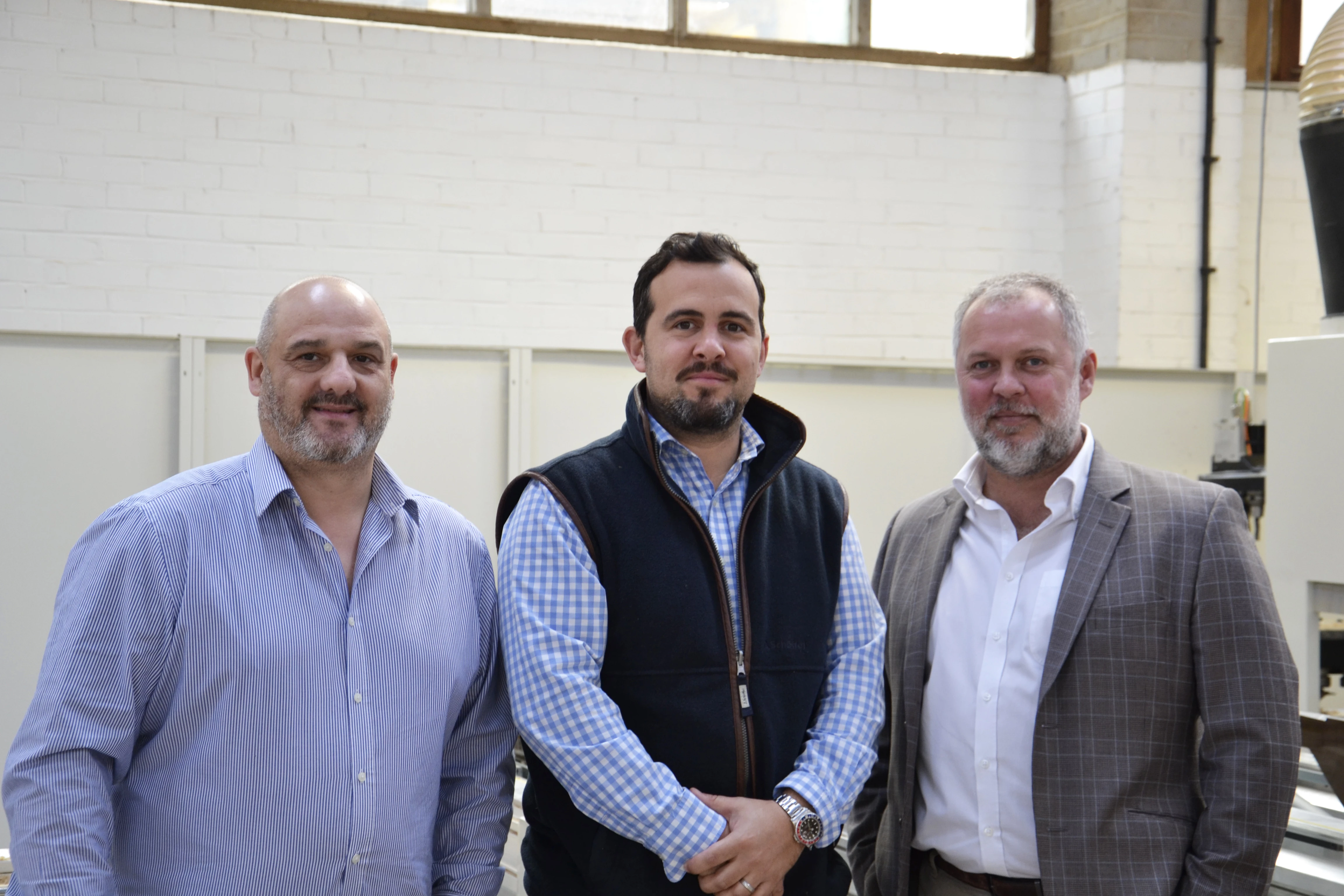 From left, New production manager Ian Latham with Managing Director James Scott and new joinery sales manager Tom Barfield