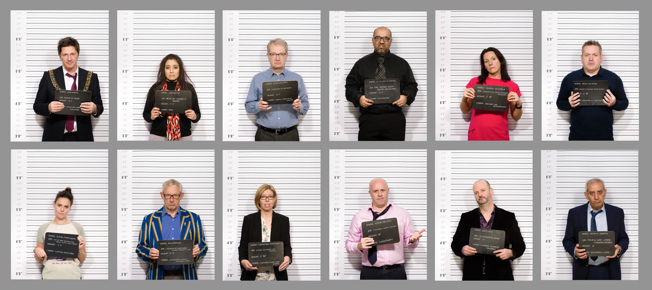 Mug shots of the twelve ‘inmates’ who are set for a spell behind bars in April.