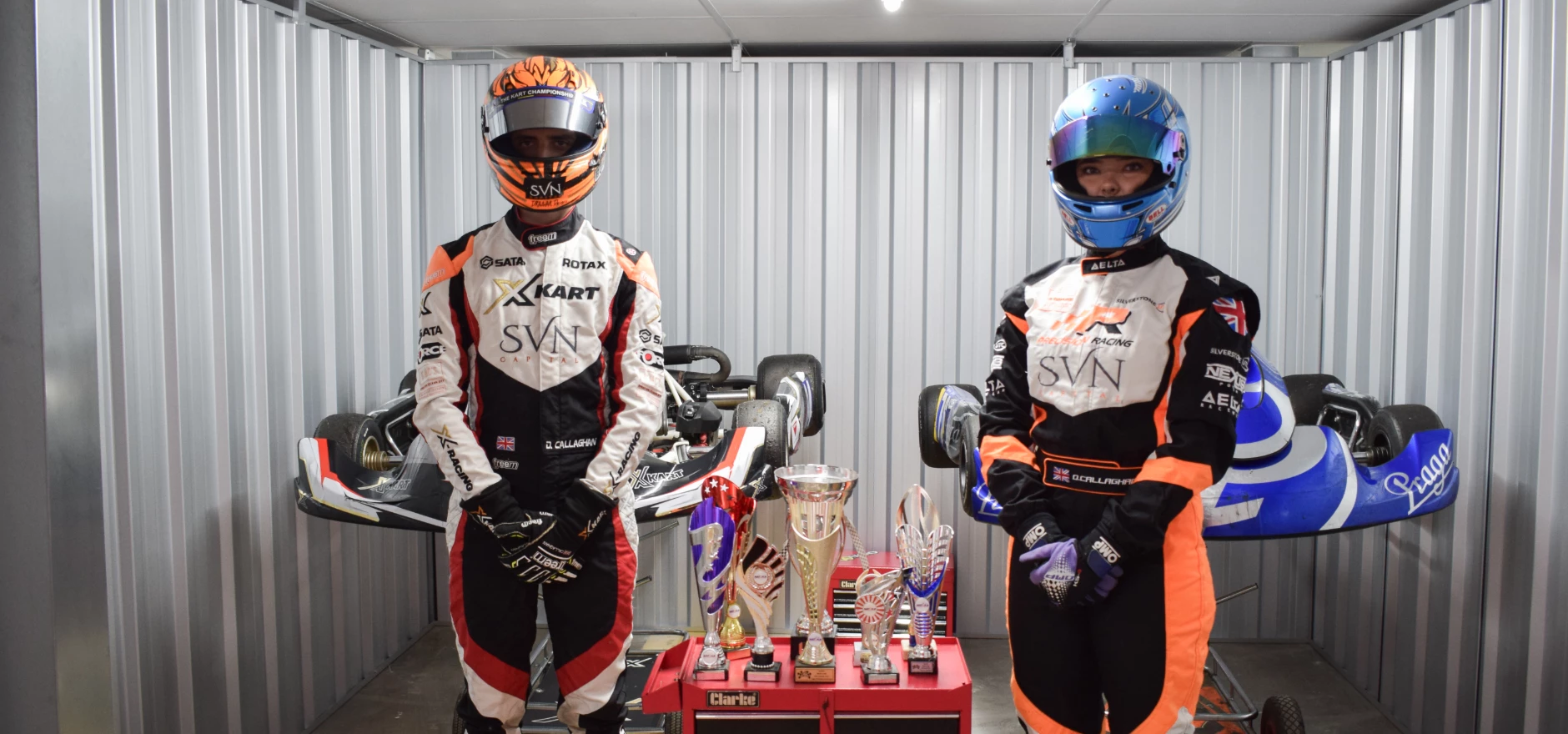 Go Karting Twins, Dan and Lauren at Here Self Storage Northampton