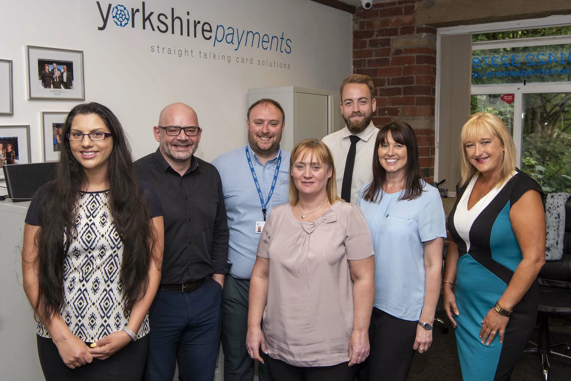 new customer services recruit Sarah Ward, Dru Widdowson, James Howard, new finance manager Lisa Regan, Dan Andrews, customer services, director Vicki Oakley and Teresa Whyte, new sales manager