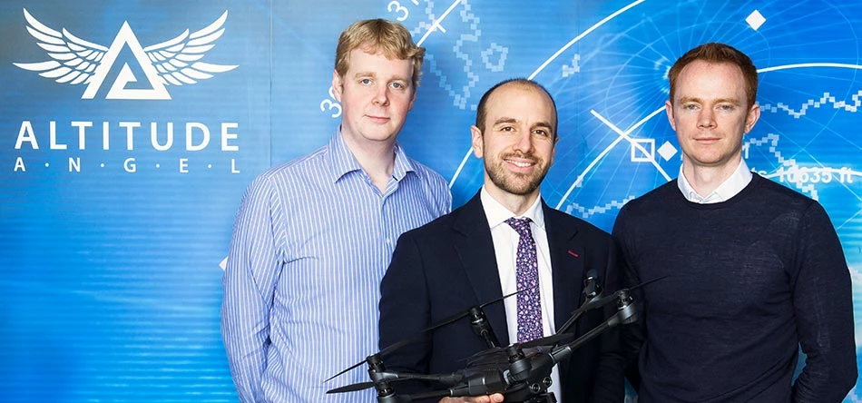 Altitude Angel COO Chris Forster (left) with UNW Corporate Finance Partner John Healey (centre) and Altitude Angel Founder and CEO Richard Parker (right)