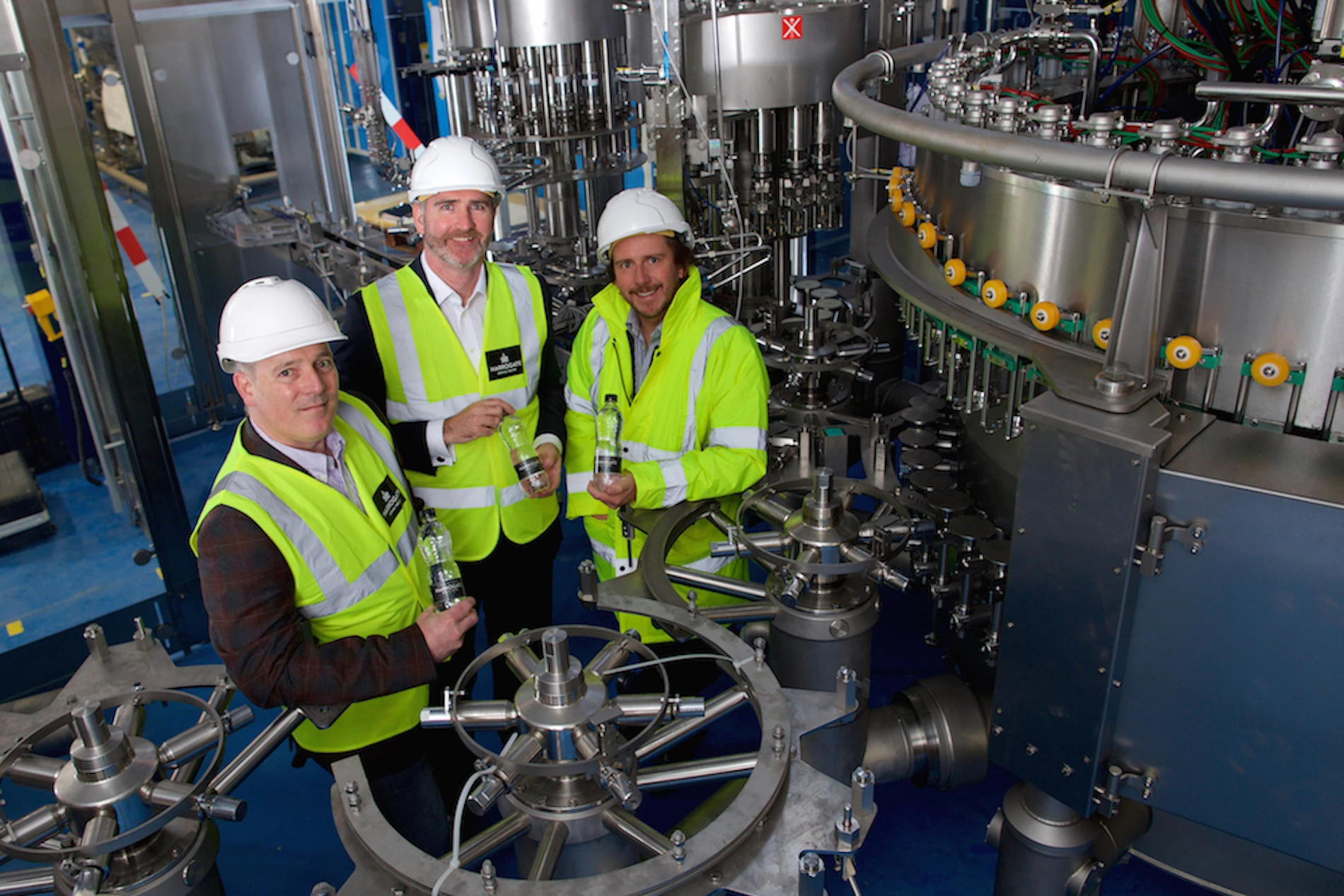 Damien Wilkinson, finance director of Harrogate Water Brands, Jonathan Craig of Enterprise Ventures, and James Cain OBE, the company’s MD.