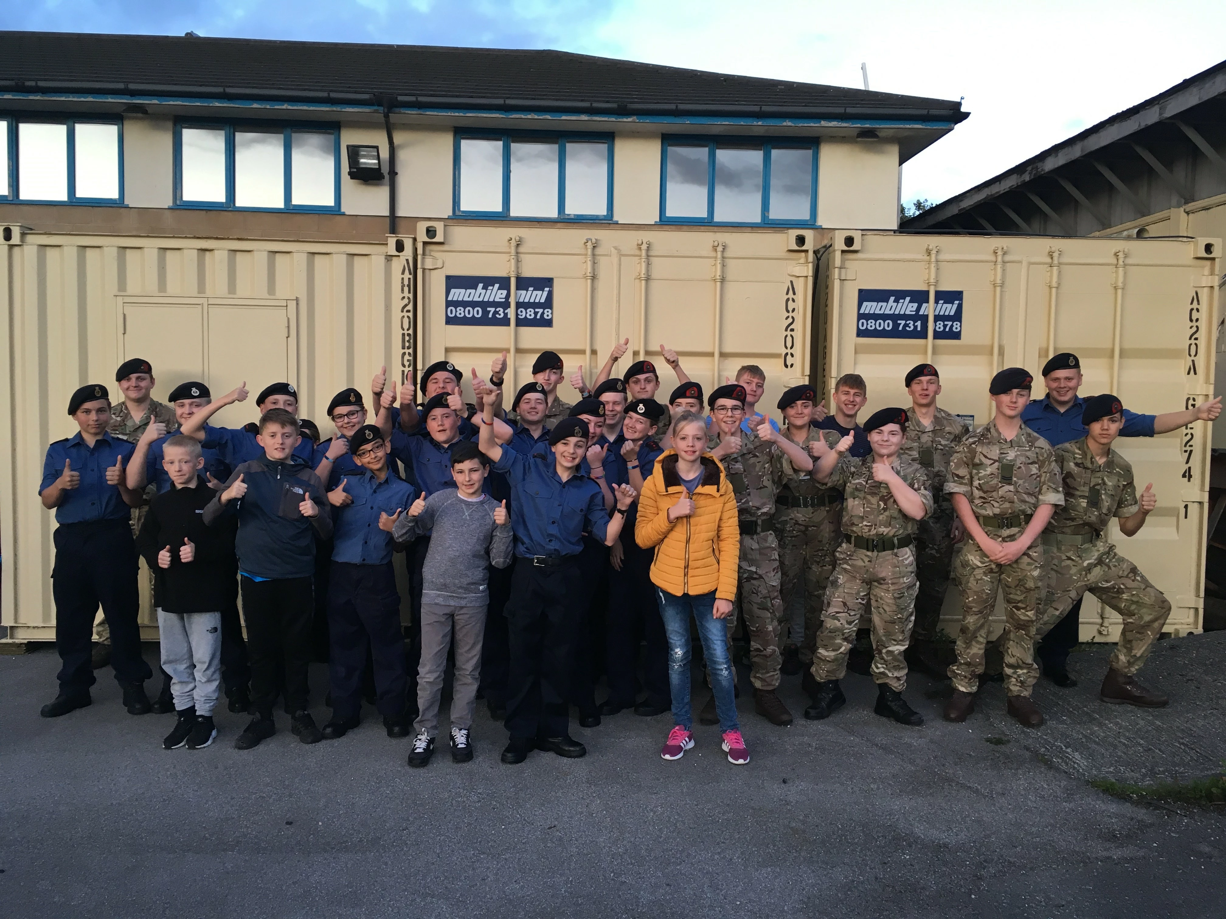 Preston Sea Cadets celebrating the arrival of the secure containers