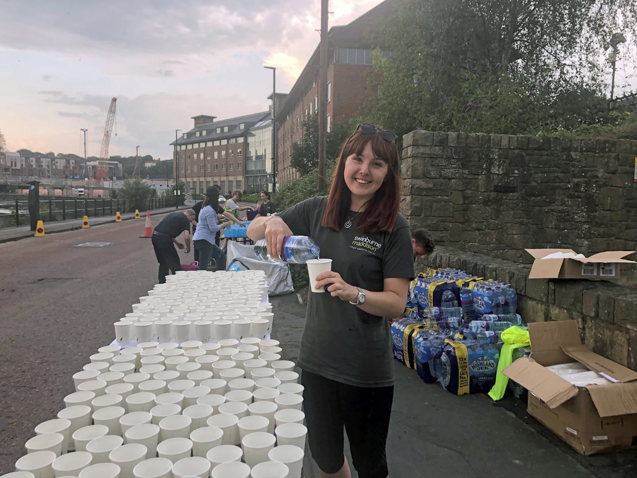 Sophie Ayre of Swinburne Maddison on volunteering duty at the 2019 Durham City Run Festival