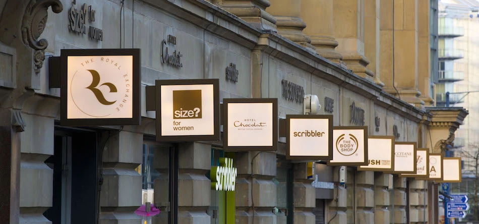 Shops outside the Royal Exchange