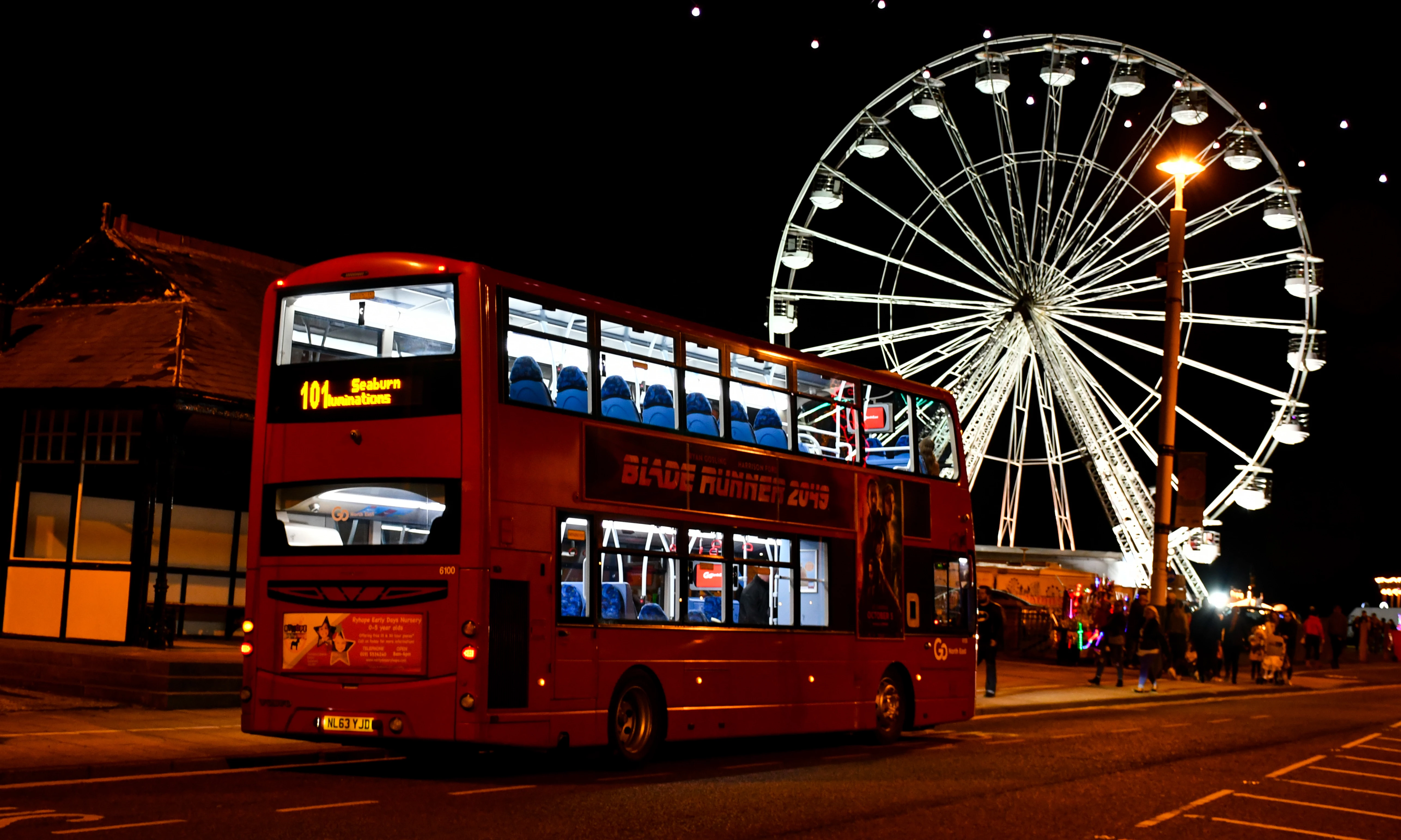A Go North East bus transports Sunderland Illuminations' spectators