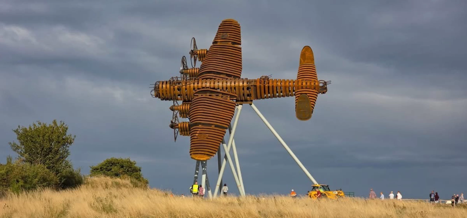 Lancaster Bomber sculpture in flight.jpg