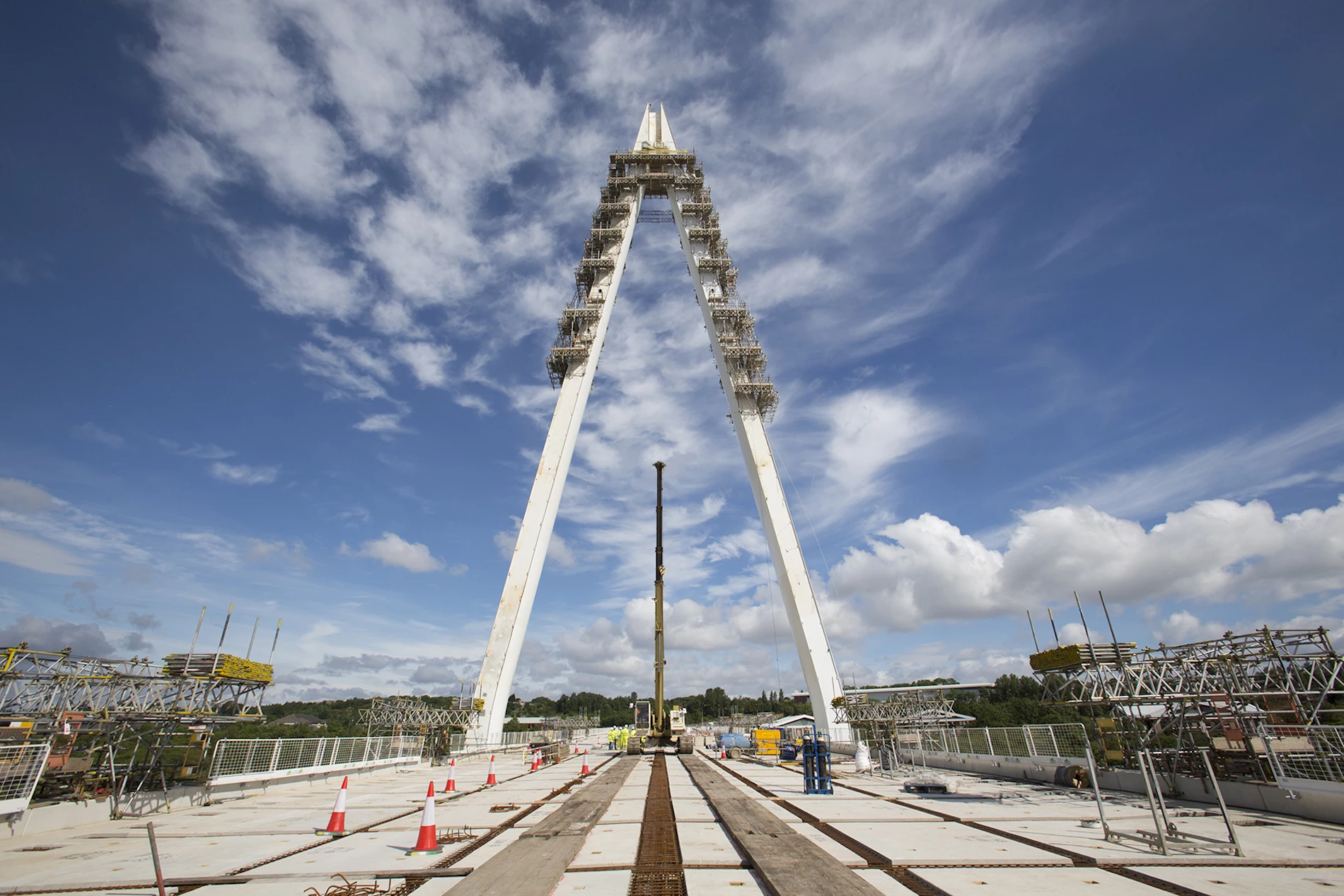 The 28 cable stays that will hold the deck of the New Wear Crossing in place.