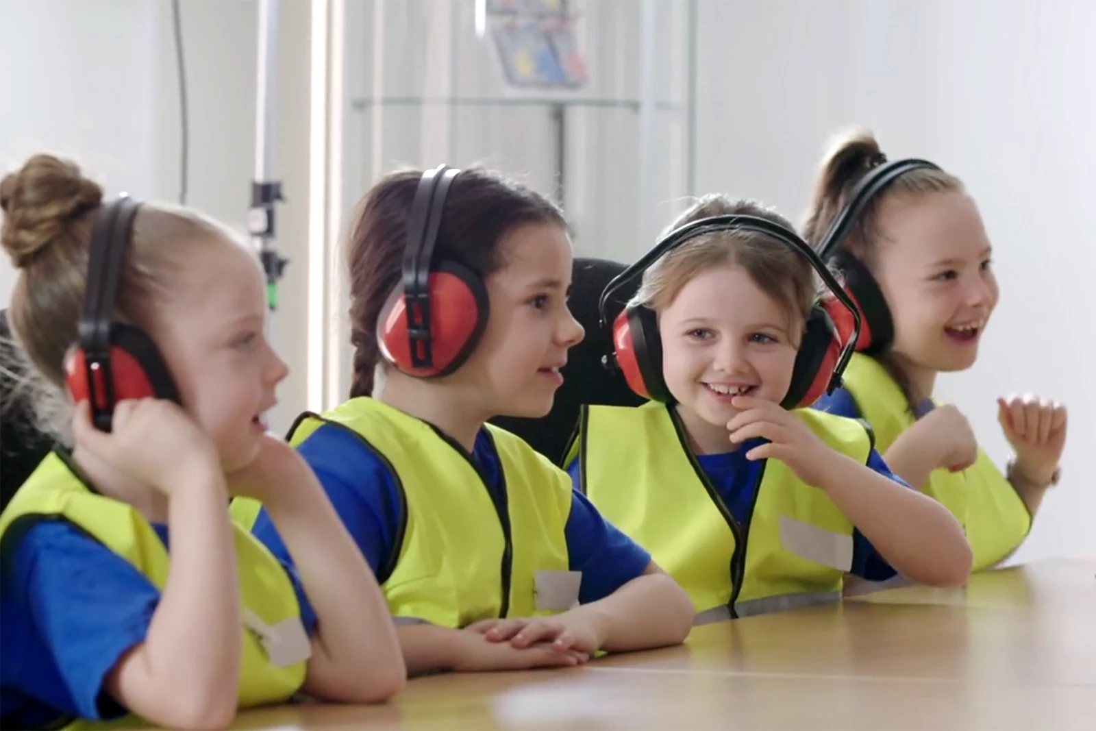 Children learn about protecting their hearing from noise at Rayovac in Washington