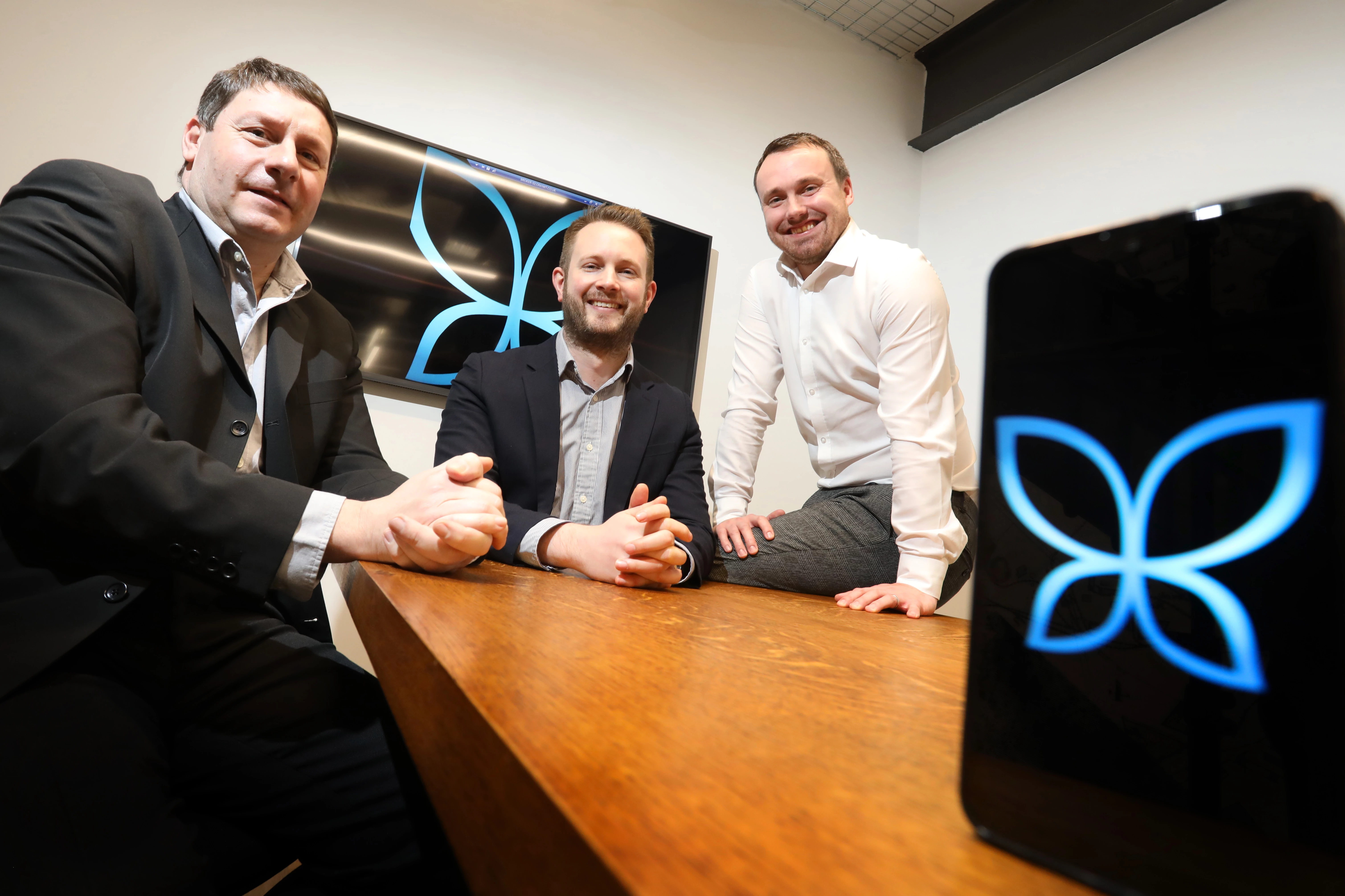 (from left) Steve Kent of Papillon Translations, Mike Guellard of NEL Fund Managers and Craig Horsfall of Haines Watts Chartered Accountants, who advised Papillon on the investment