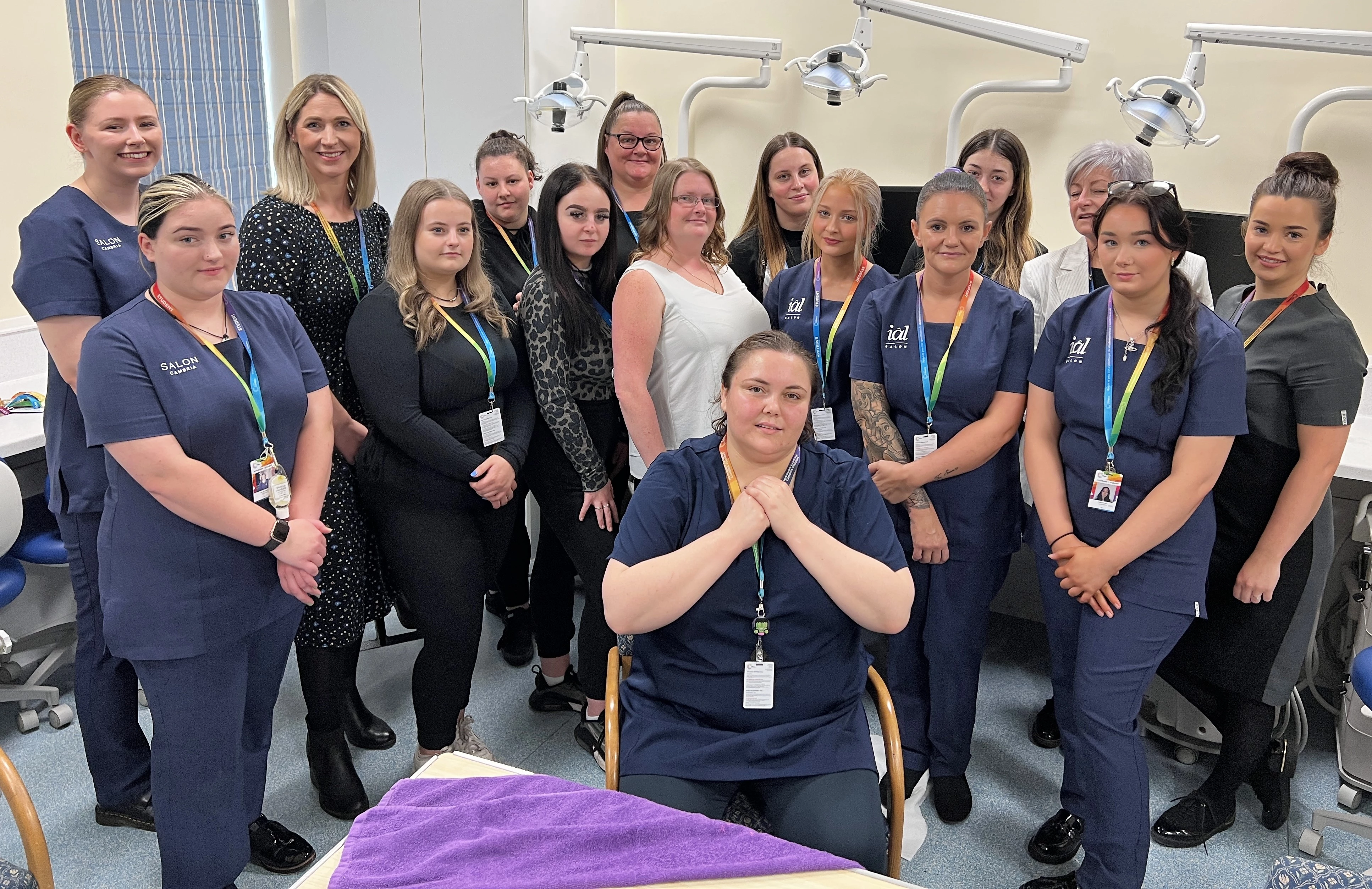 Learners from Coleg Cambria Yale provided complementary wellbeing treatments for clinicians and workers at Wrexham Maelor Hospital