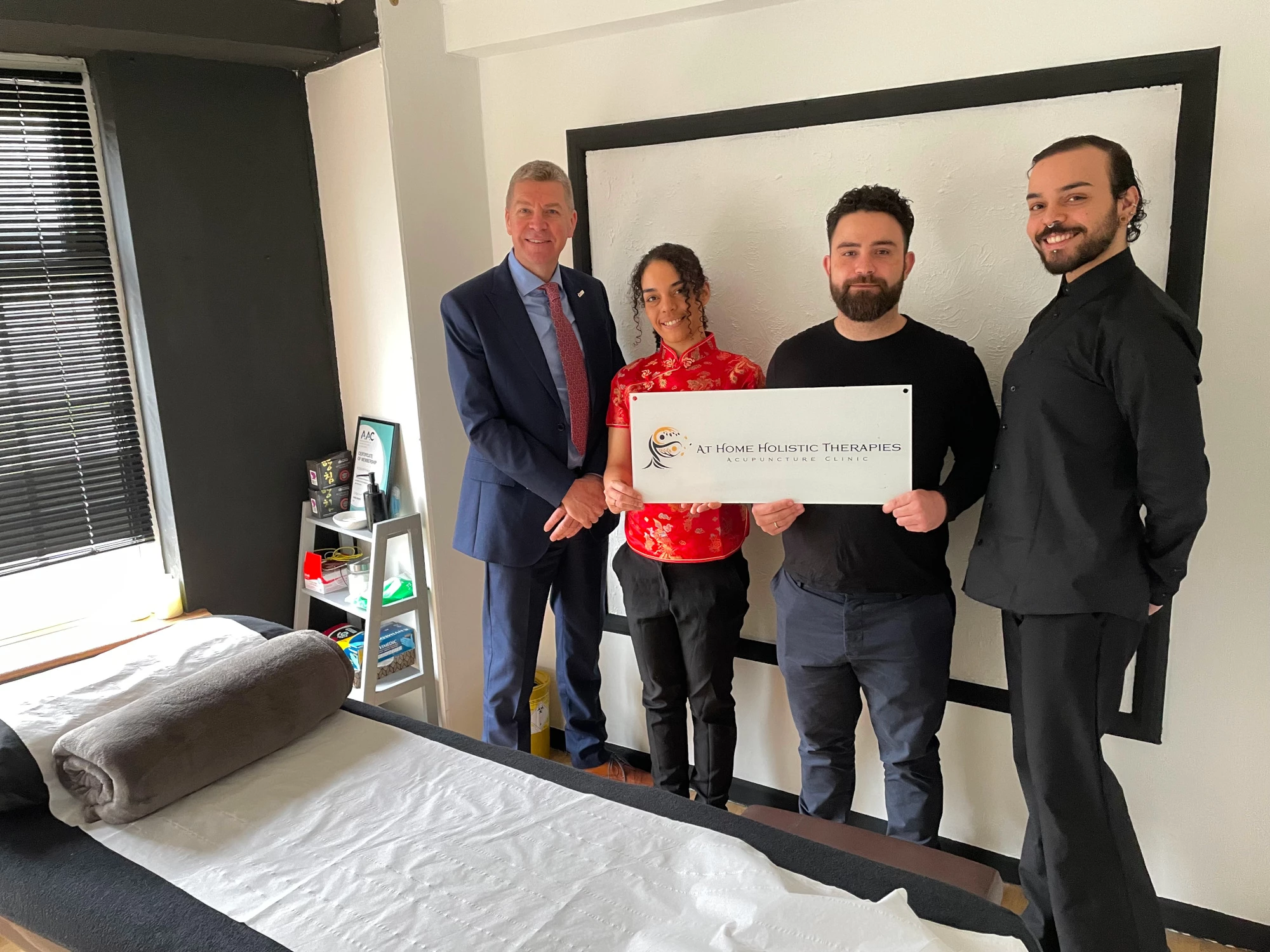 L-R Walsall Business Support Board Member Rob Colbourne, Aze Pires, Hugo Cabeceiras and Antonio Pires from At Home Holistics 