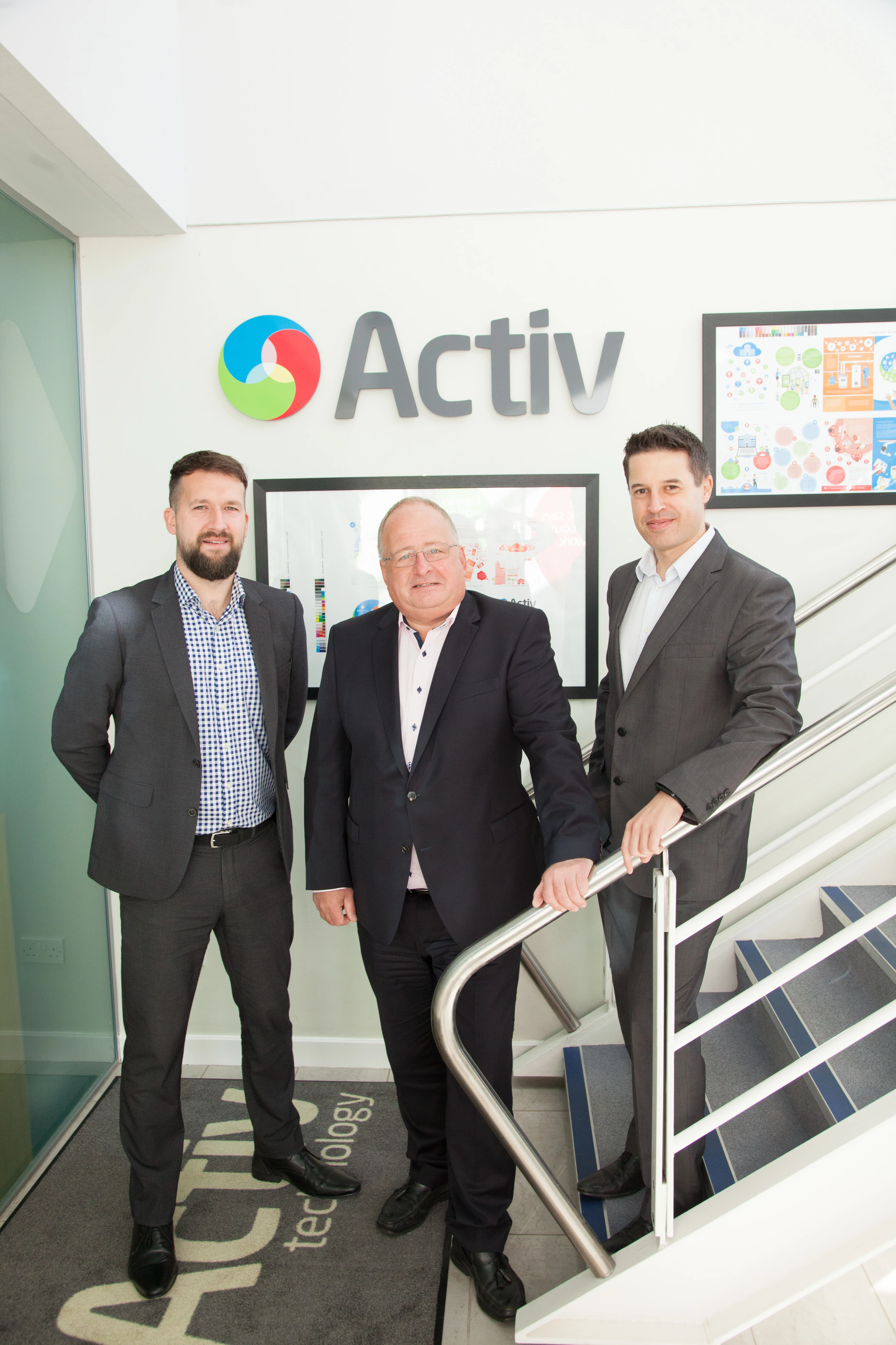 Sales manager at Activ Technology, Dean Cowens, managing director Ian Gillespie and finance director Michael Hearns.