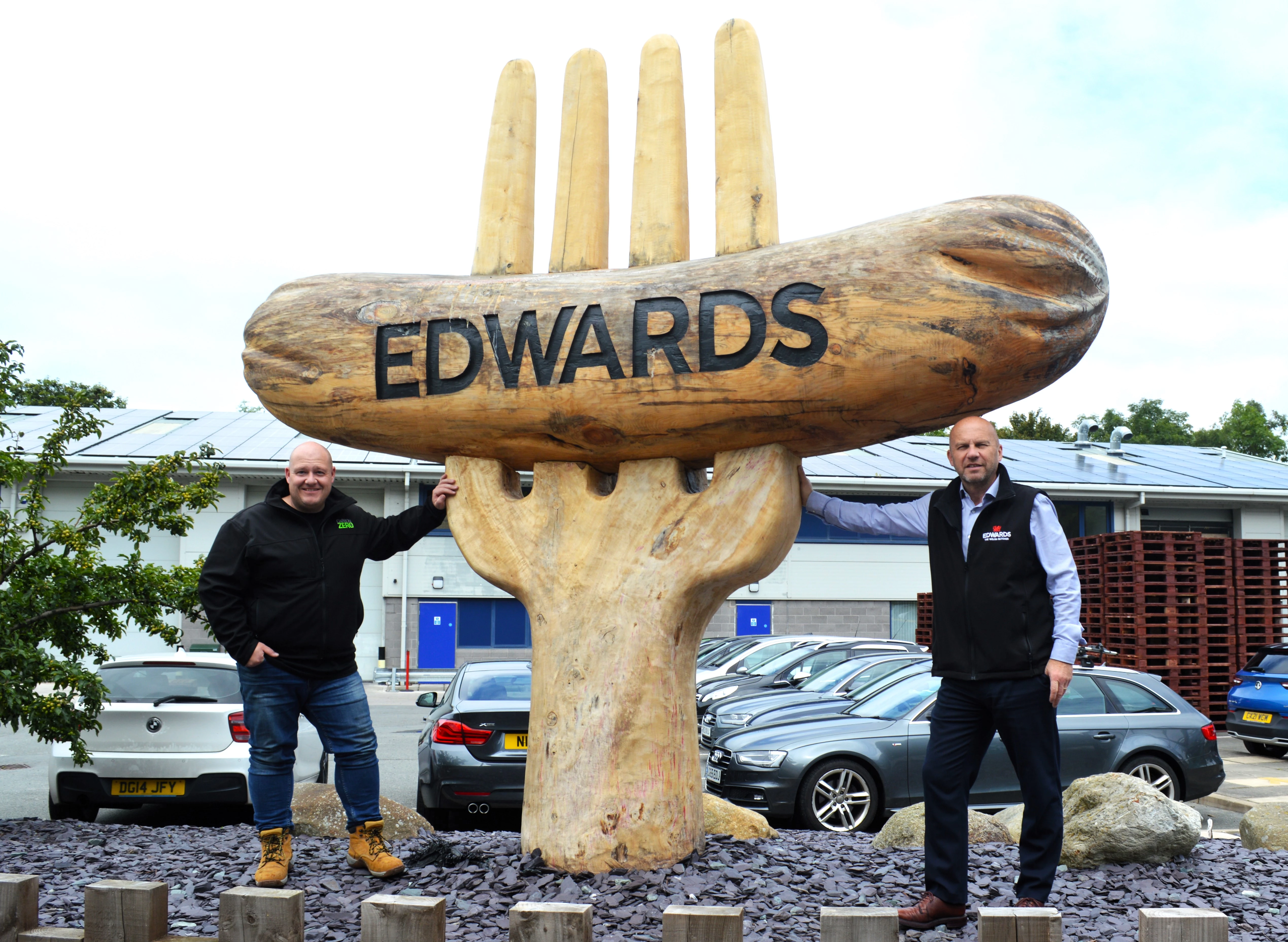 Gareth Jones, Managing Director of Carbon Zero Renewables, and Ieuan Edwards in Conwy