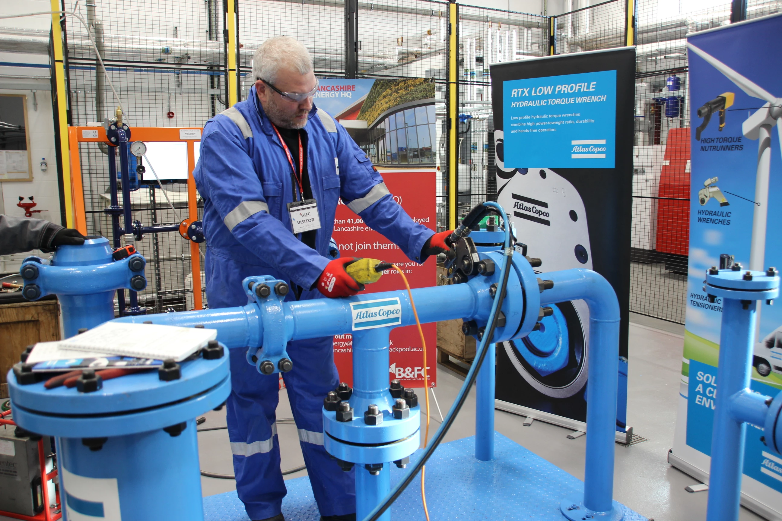 Nigel Hollowell renewing his accreditation on the new Atlas Copco rig at Lancashire Energy HQ
