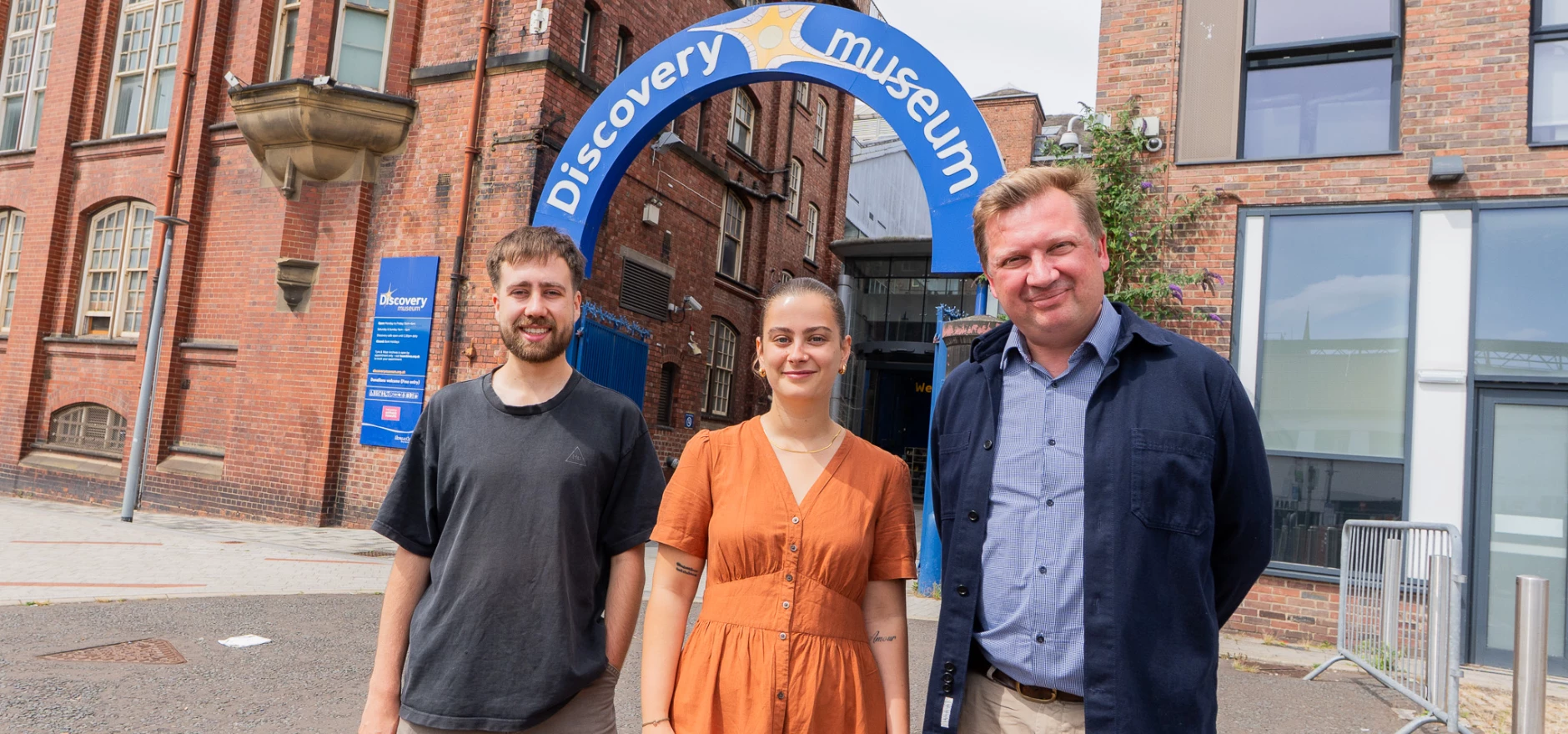 L–R Rob Bowey, Chiara Wilson, Hugh Stolliday at Discovery Museum.jpg