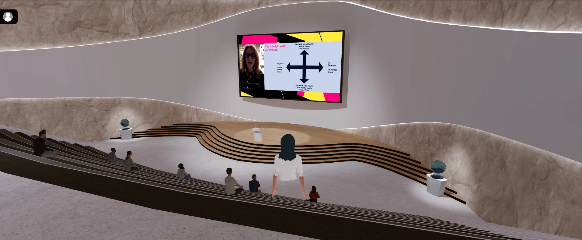 The image is from Flox, a company whose platform allows you to host events virtually in the metaverse. 