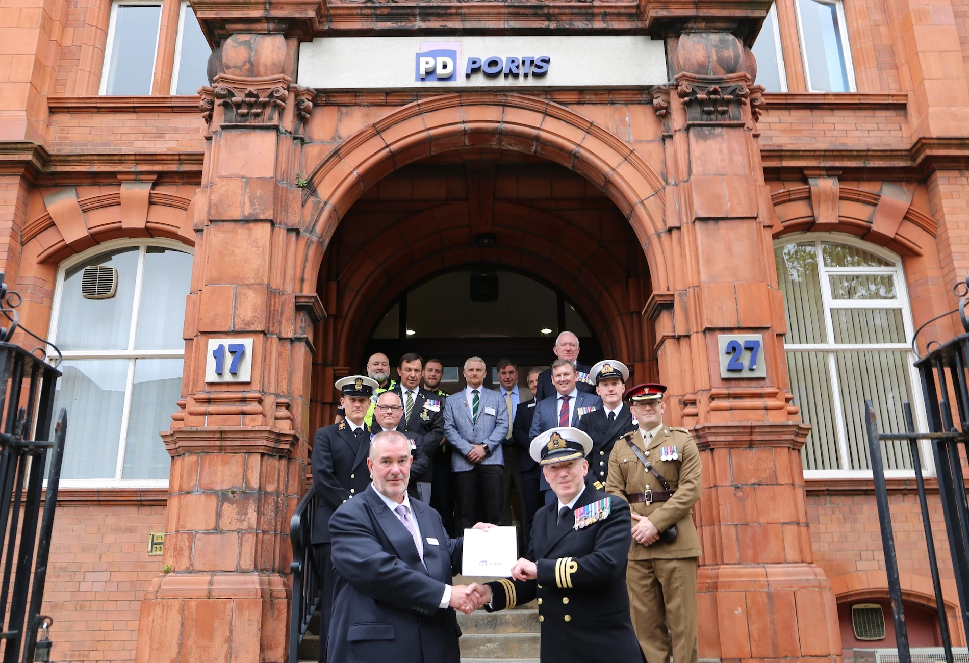 The Covenant was signed at PD Ports’ headquarters in Middlesbrough by Russ McCallion, PD Ports’ HR Director (front left) with Commander Ian Berry, HMS Calliope on behalf of the Ministry of Defence (front right).