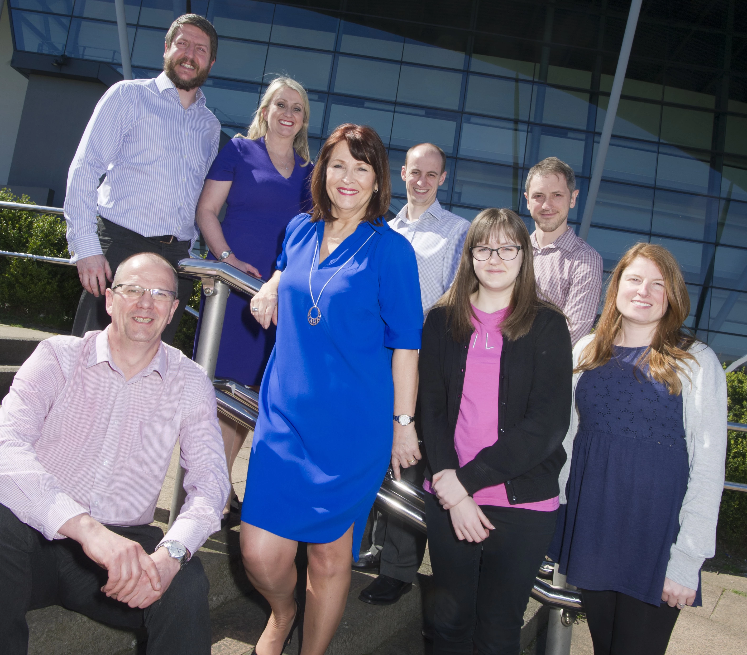 Ian Burke (bottom left), Christine Hall, managing director of Amacus (second bottom left) and Sarah Ainslie (second top left) with some of the trainees