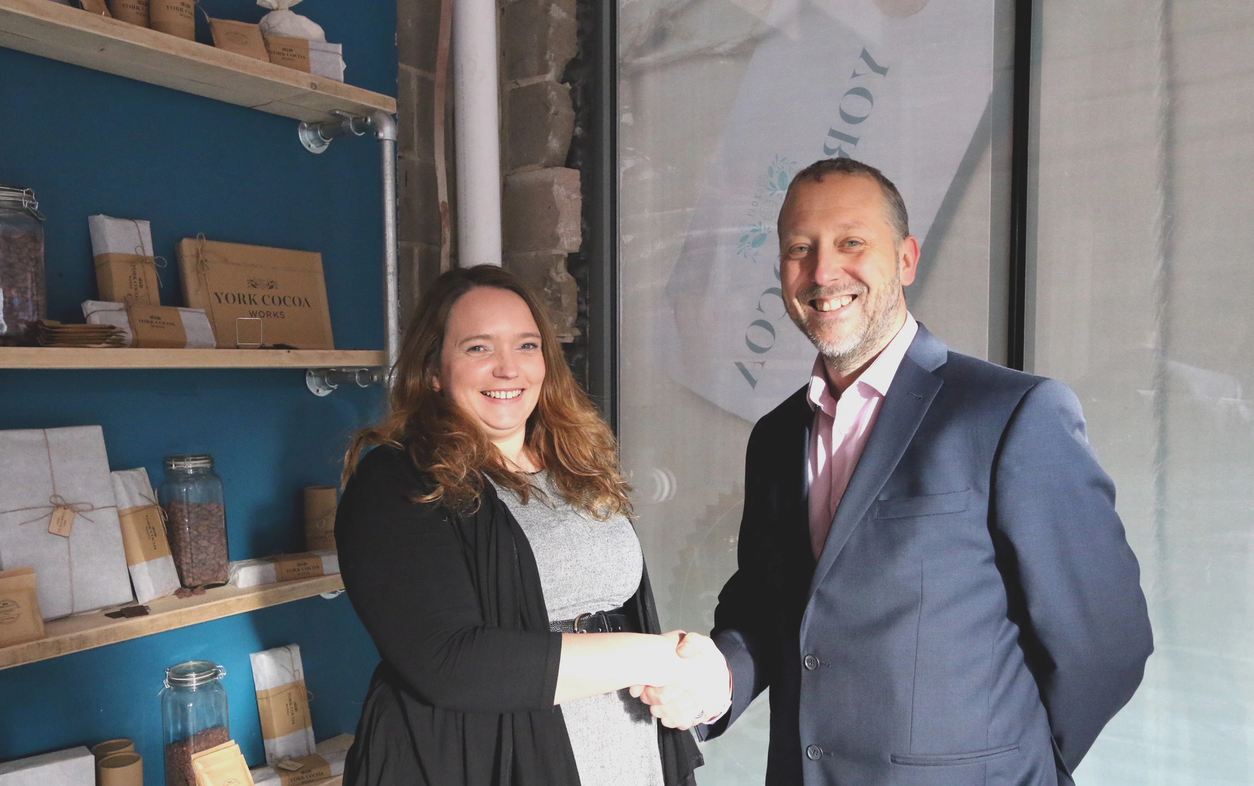  Richard Elam (Director at Evora Construction) and Sophie Jewett (Founder & Managing Director of York Cocoa Works)