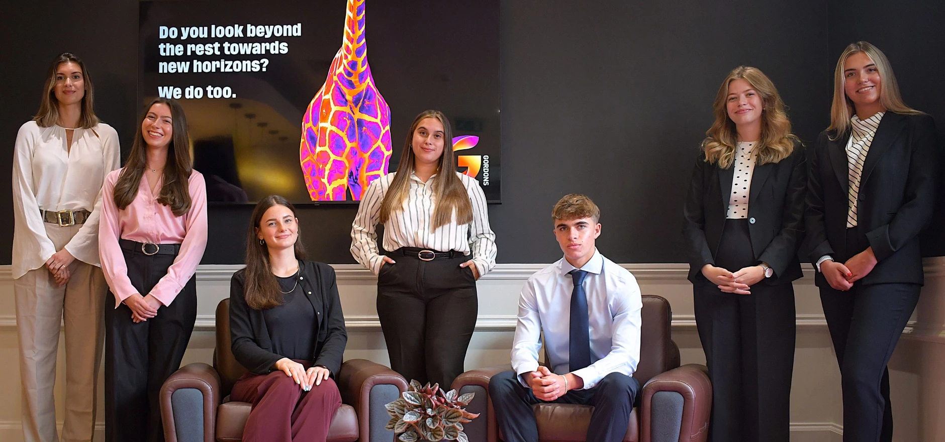 New starters - (from left) Gordons' Gabriela Maclean, Izzy Pryor, Amira Kun, Tia Kirkland, Isaac Breckons, Hannah Cottrell and Charlotte Bramall.jpg