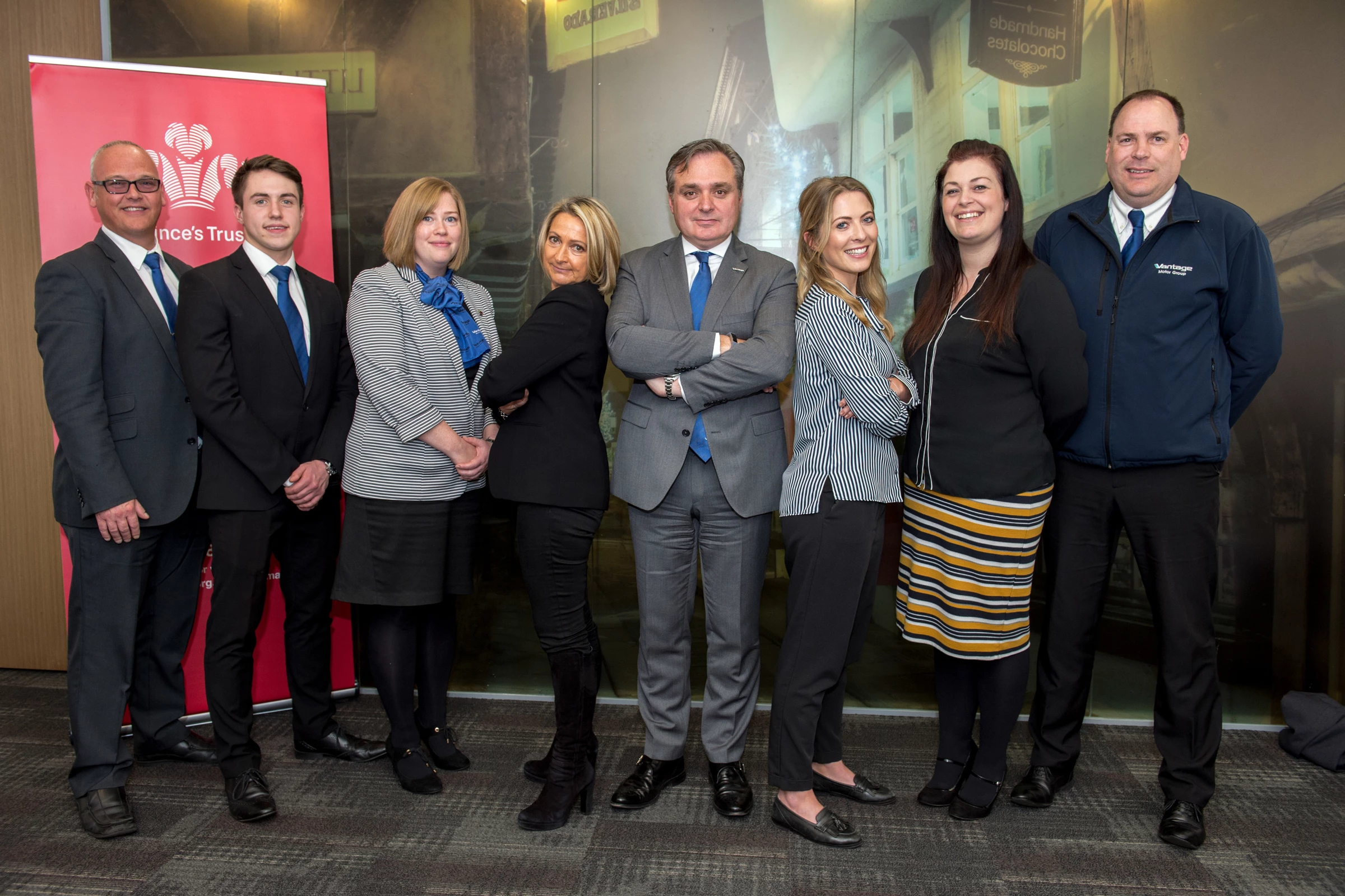 •	Pictured from left to right: Martin Baxendale, William Welsh, Jemma McCarthy, Jo Williamson Gordons LLP, Mark Robinson Vantage MD, Olivia Jeffery The Prince's Trust, Jayne Pearce and David Thacker.