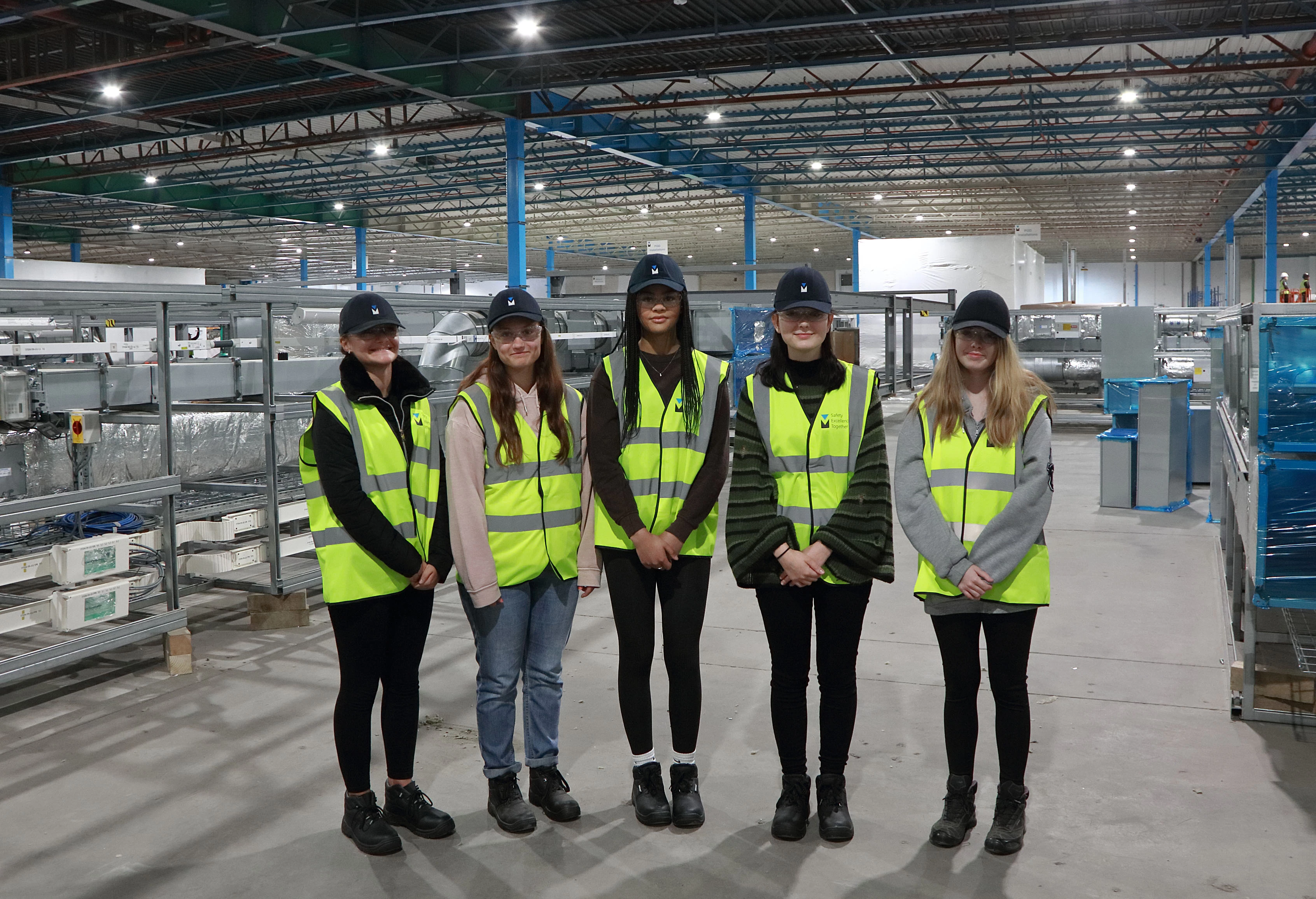 Merit's new engineering apprentices - left to right - Sophie Orrick, Molly Giles, Emily Anderson, Katie Priest and Jasmine Henson