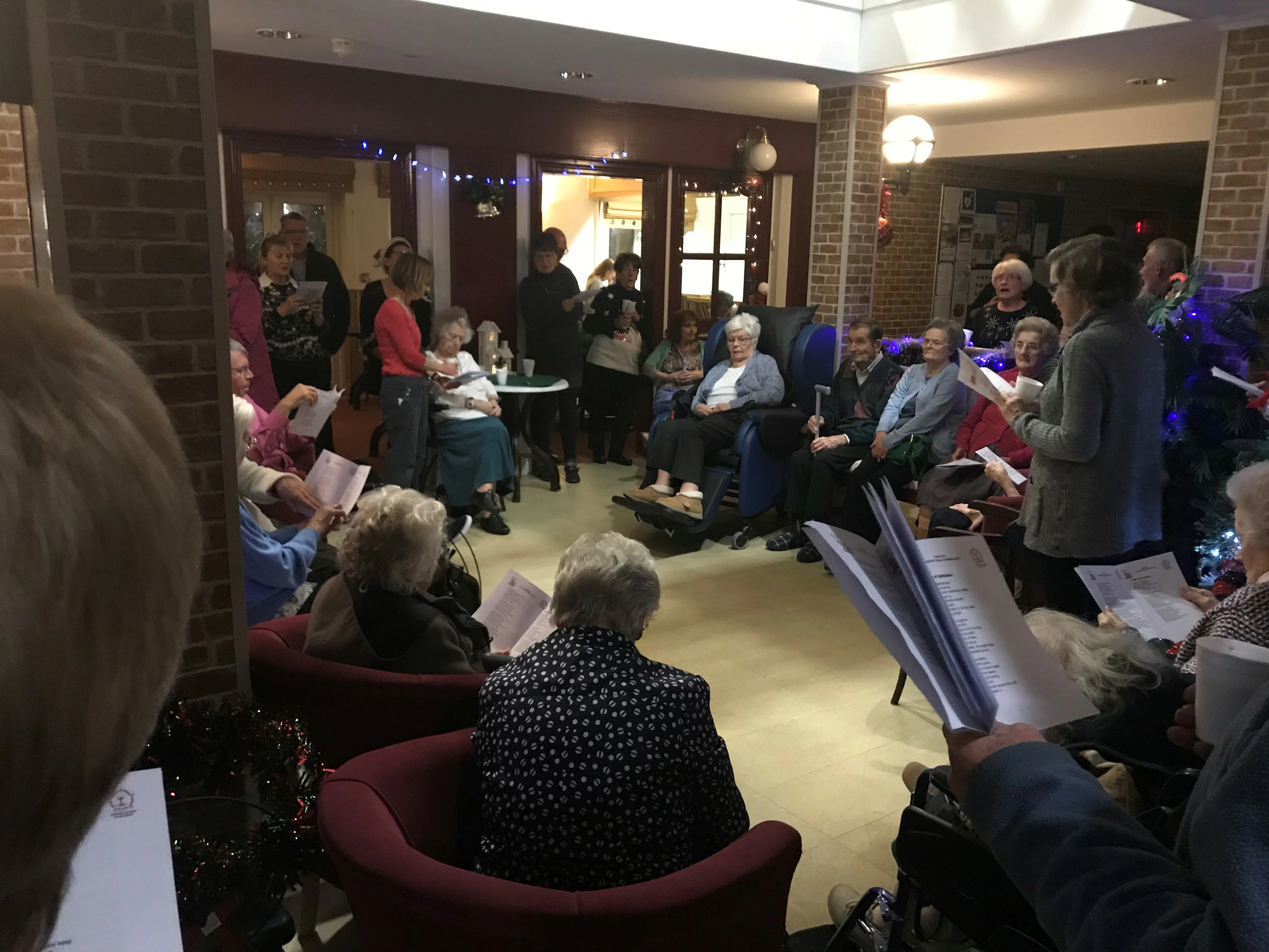 Residents at Buckshaw Retirement Village joining in with Lancashire Sings Christmas 
