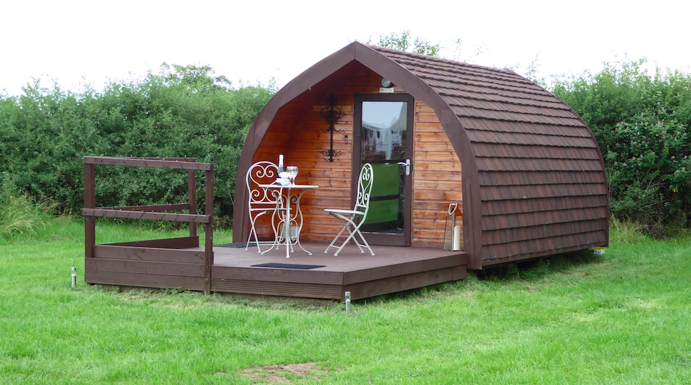One of the pods at Pitch & Canvas, Broad Oak Farm