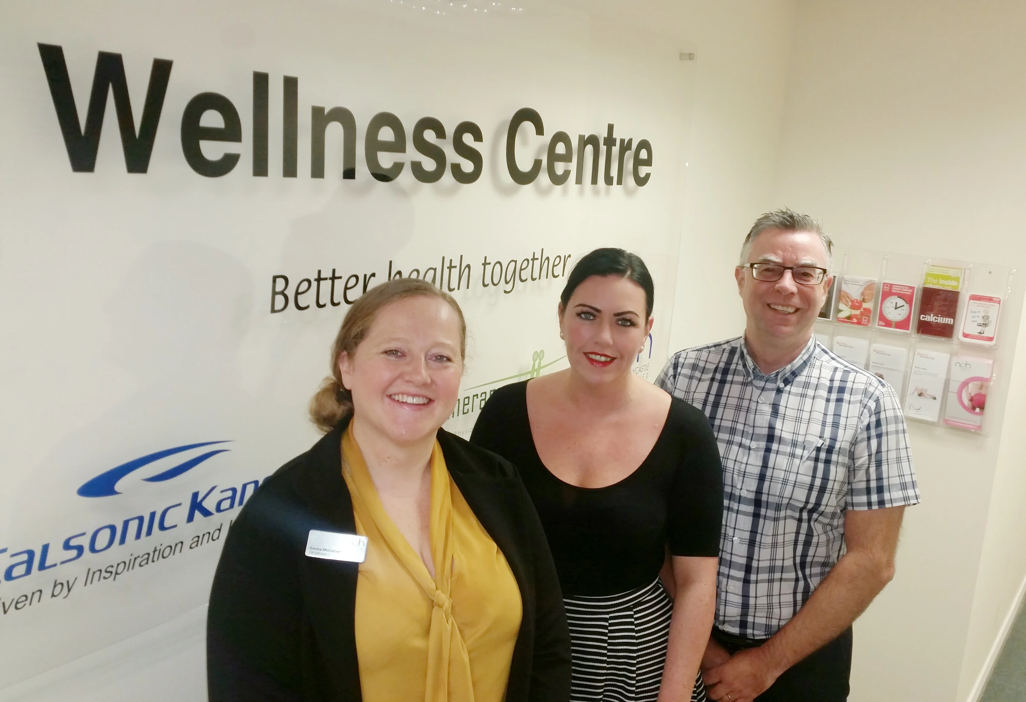 Emma McCullagh, occupational health adviser at Newcastle Premier Health; Victoria Manghan, HR section leader at CKNE; and John Barnett, operations director at CKNE.