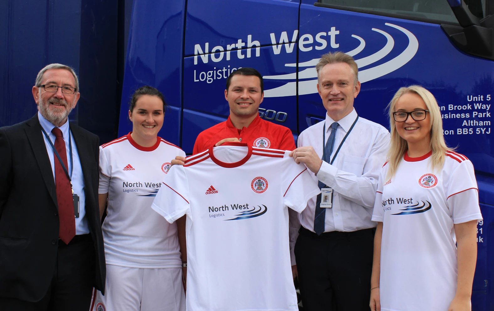 Accrington Stanley’s Ladies’ Football Team with their new away kit.