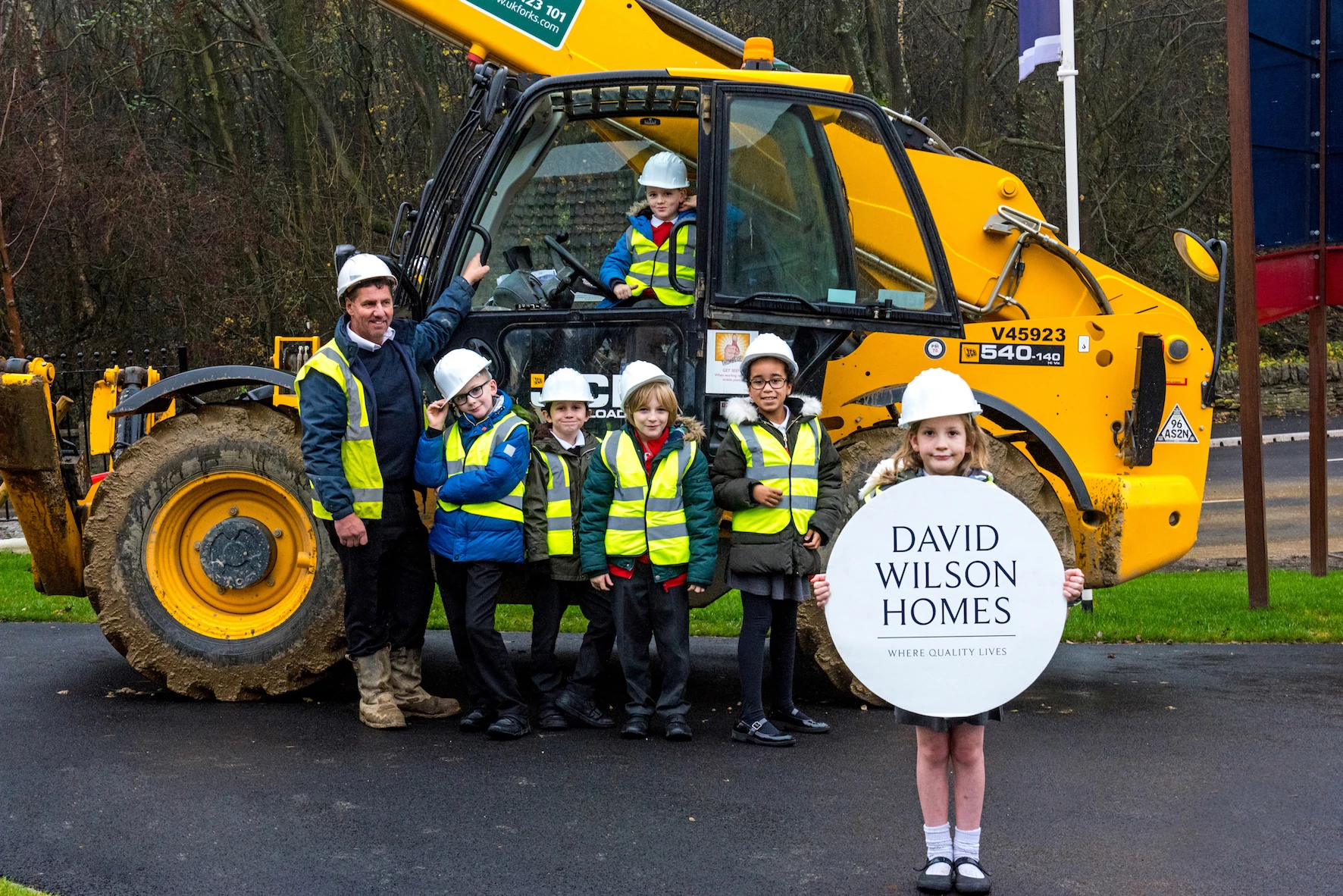 Site Manager at Castle Vale, Dave Beck and Pupils from Tankersley Primary School