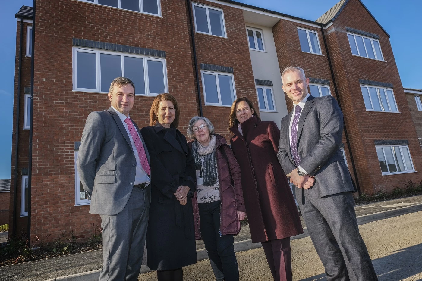 L-R: Gavin Cordwell-Smith (Hellens Group), Jenny Chapman MP, Cllr Marjorie Knowles, Kate Hellens (Hellens Residential) and Steven Ball (Taylor Wimpey)