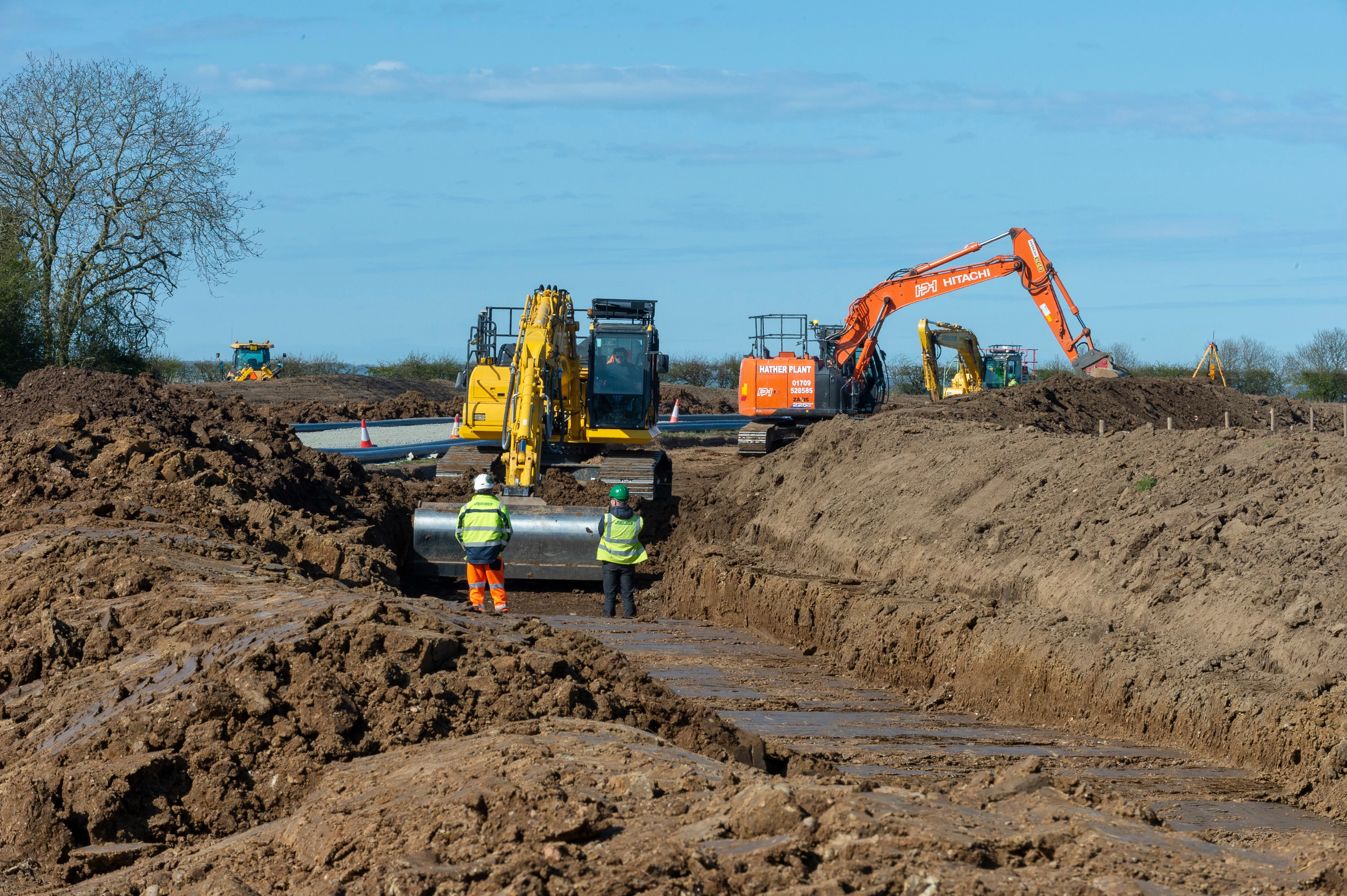 Civil engineering workers preparing trenches on-site at Dogger Bank