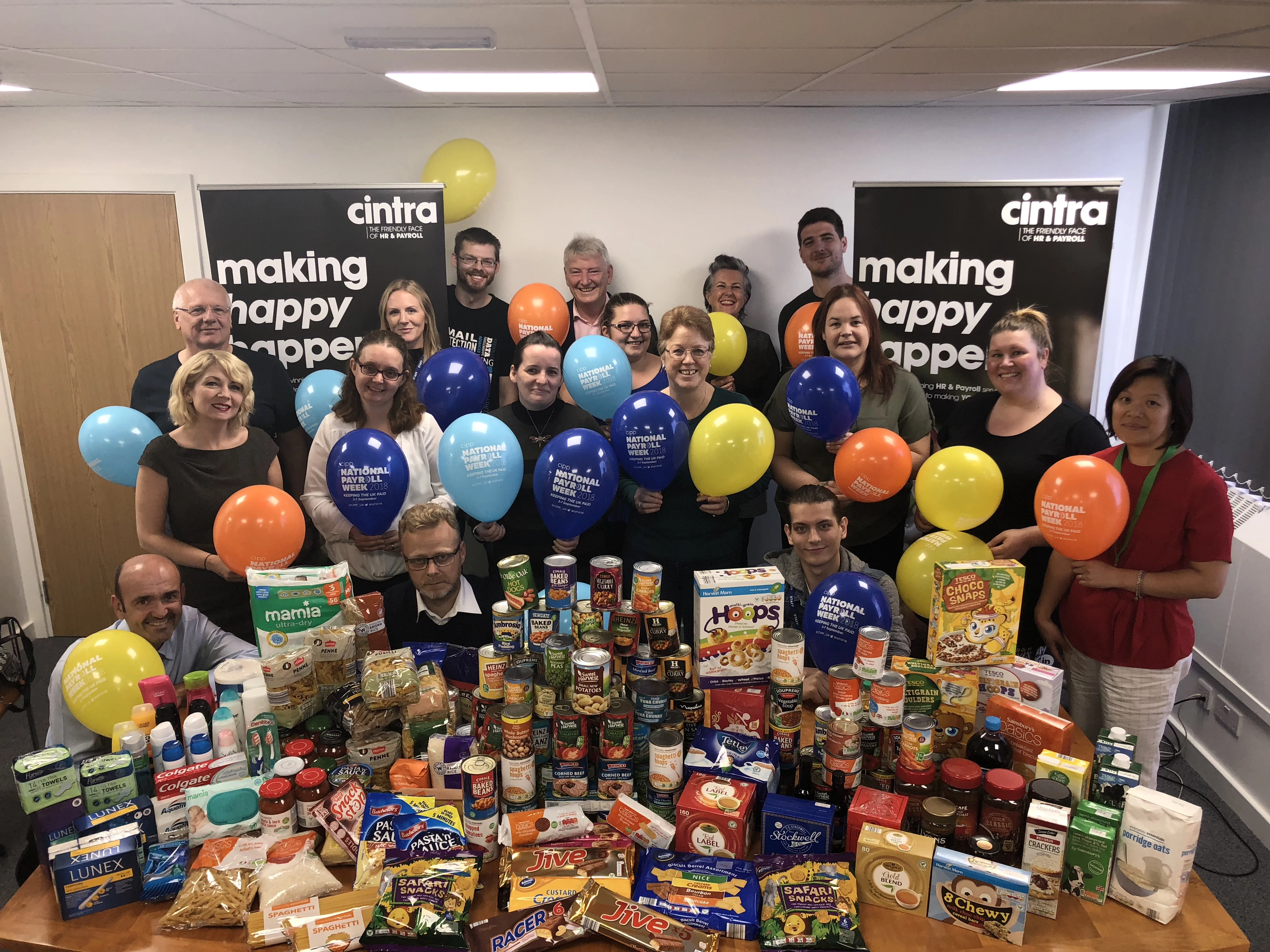 Cintra staff with their collection for the Newcastle Foodbank