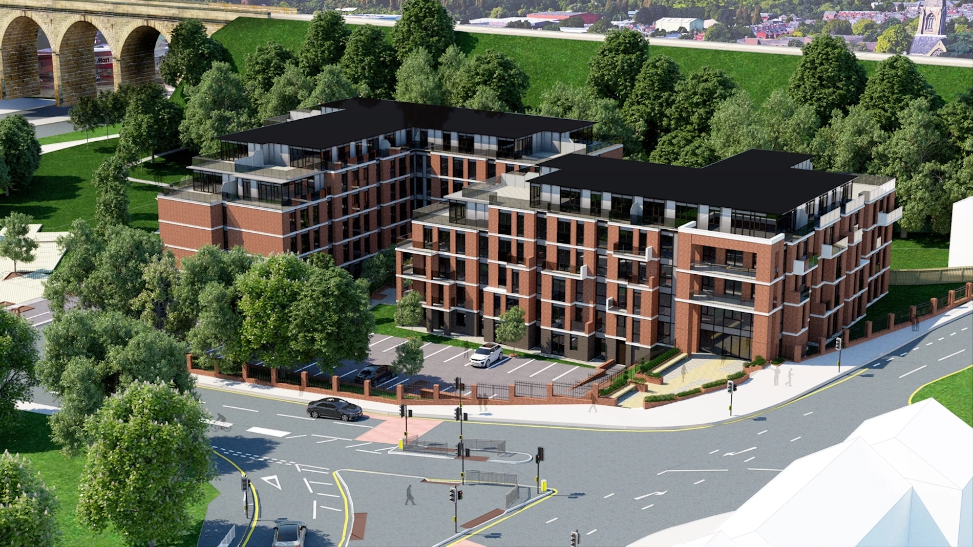 CGI of the proposed new homes development of 143 apartments.