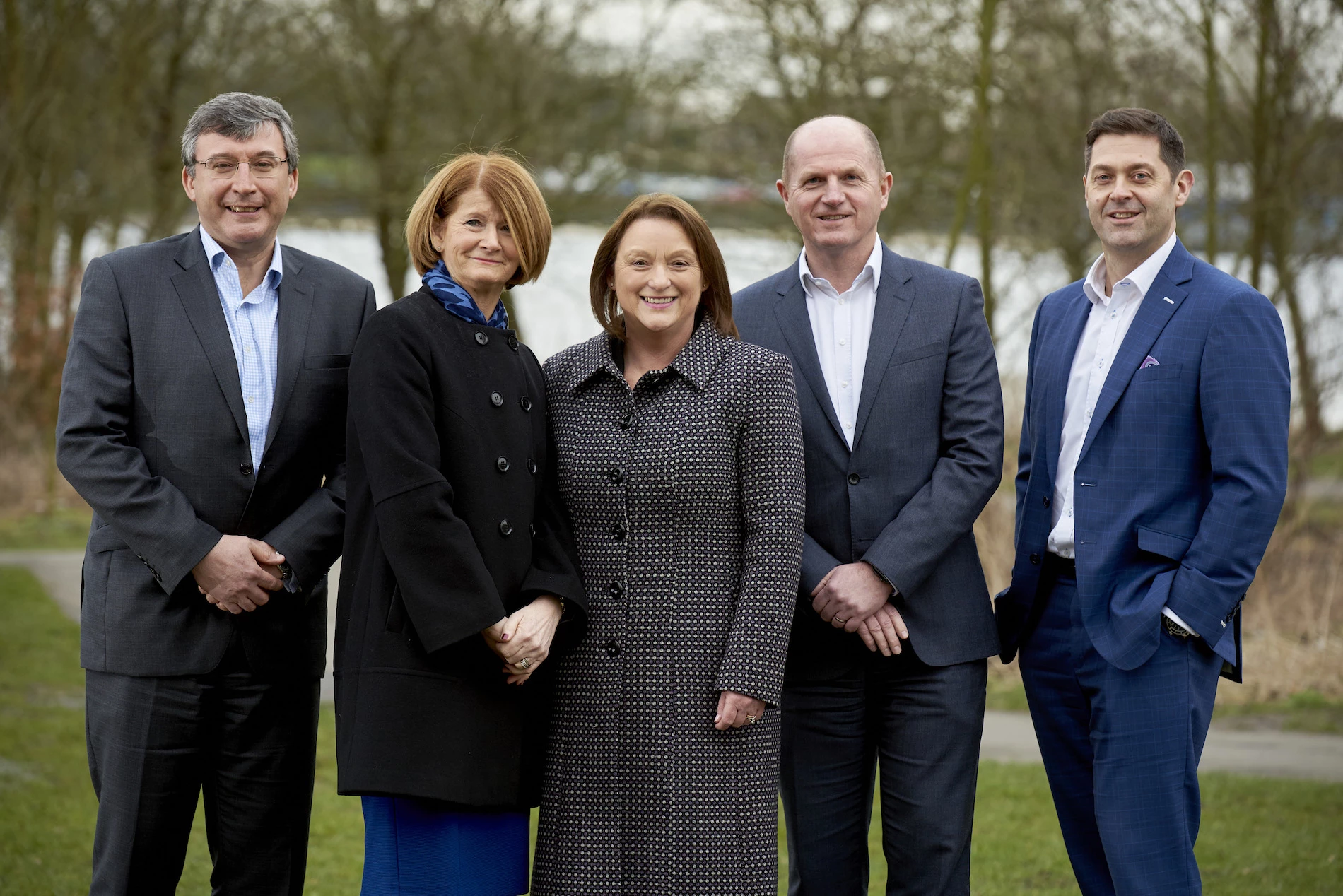 Mark Christopher, Head of Residential Sales at Linley & Simpson;  Christine Hands and Anita Marwood from Acorn Estates; and Linley & Simpson founding directors Will Linley and Nick Simpson.