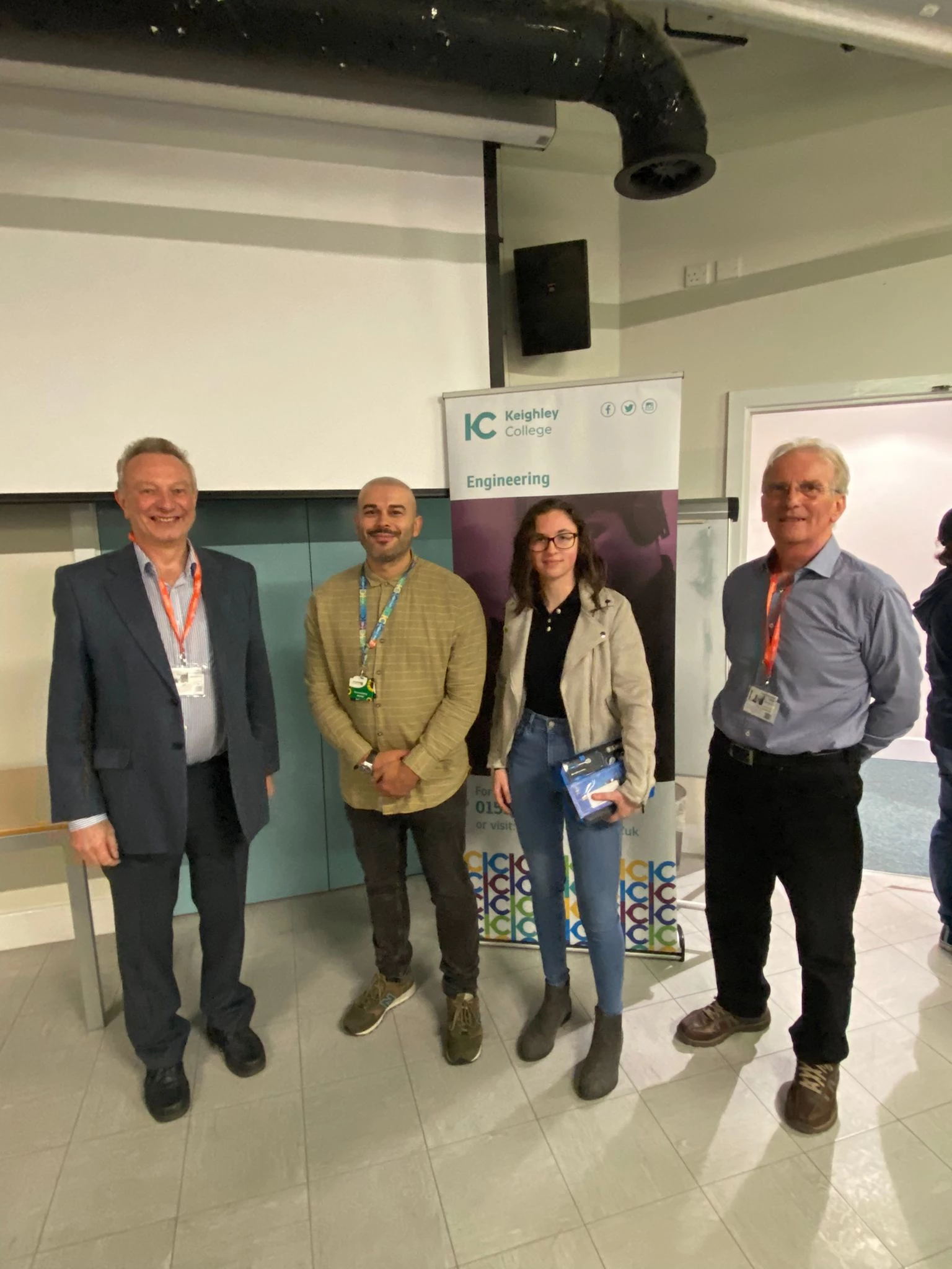 (L-R) Ian Hayfield, Co-director at Keighley Training Consortium, Ashley Currie, Programme Manager at Keighley College, Kaitlin Wilkinson, Apprentice and Keighley College and William Jowitt, Co-director at Keighley Training Consortium.