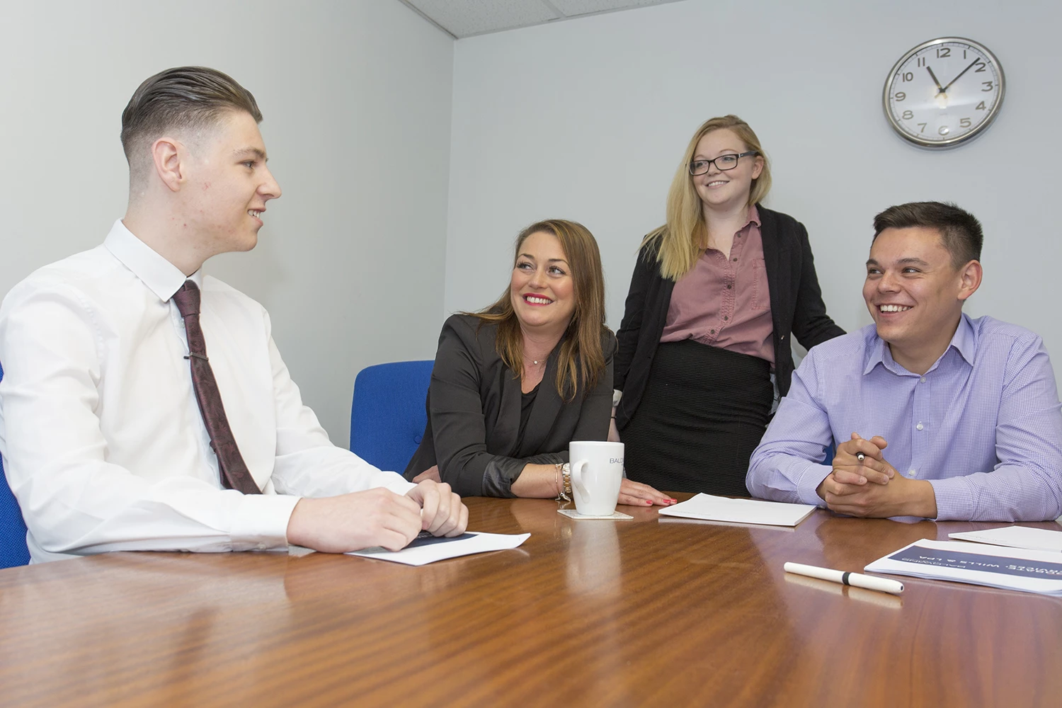 (left - right) Apprentice Alex Boulton, Regional Managing Partner Dawn Walton, Apprentice Annabelle Flint and Apprentice Joseph Chan