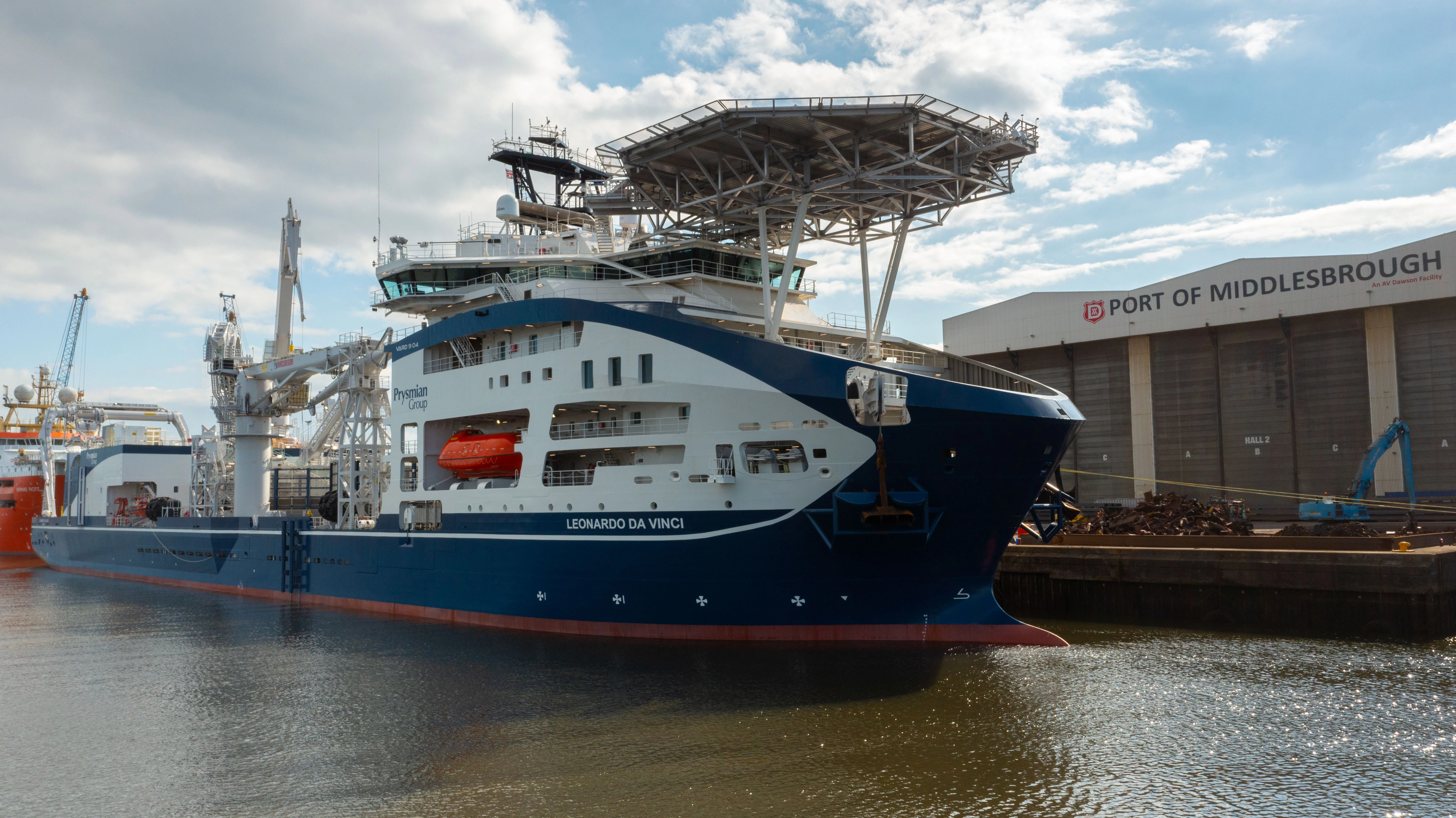 Prysmian Group’s 171-metre vessel ‘Leonardo da Vinci’ makes record breaking visit to AV Dawson’s Port of Middlesbrough.
