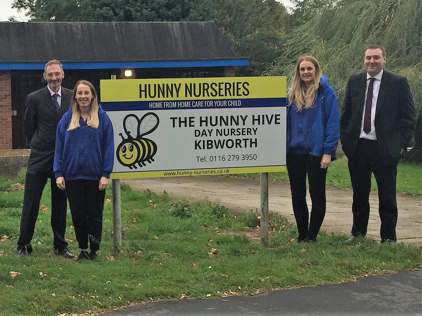 L-R, Jonathan Fear, Shakespeare Martineau; Mel Lynch, Senior Manager, Hunny Nurseries; Laura Whittall, Nursery Manager, Hunny Nurseries; Will Simpson, HSBC.